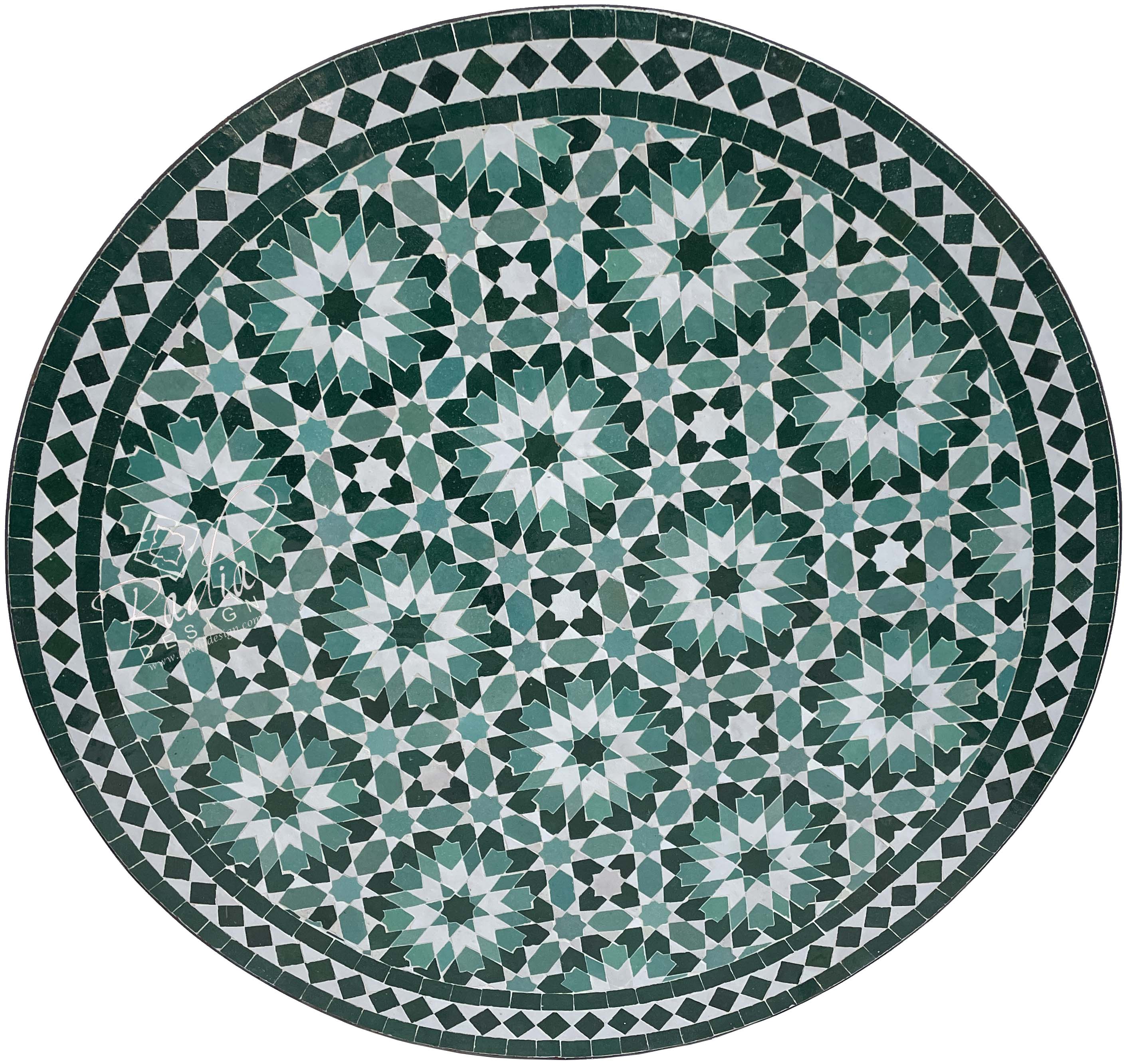 32" Intricately Designed Ceramic Tile Table Top