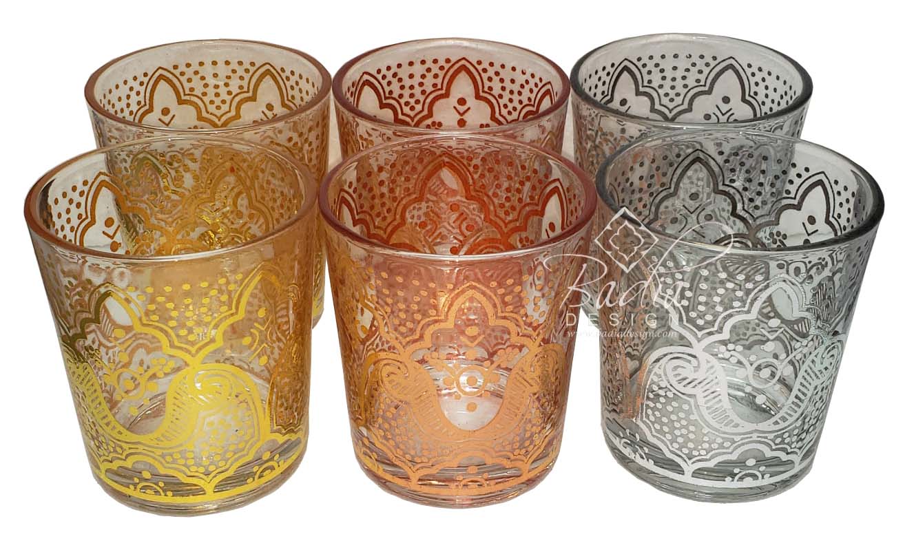 Multi Color Arabesque Beverage Glass Set - Pack of 6