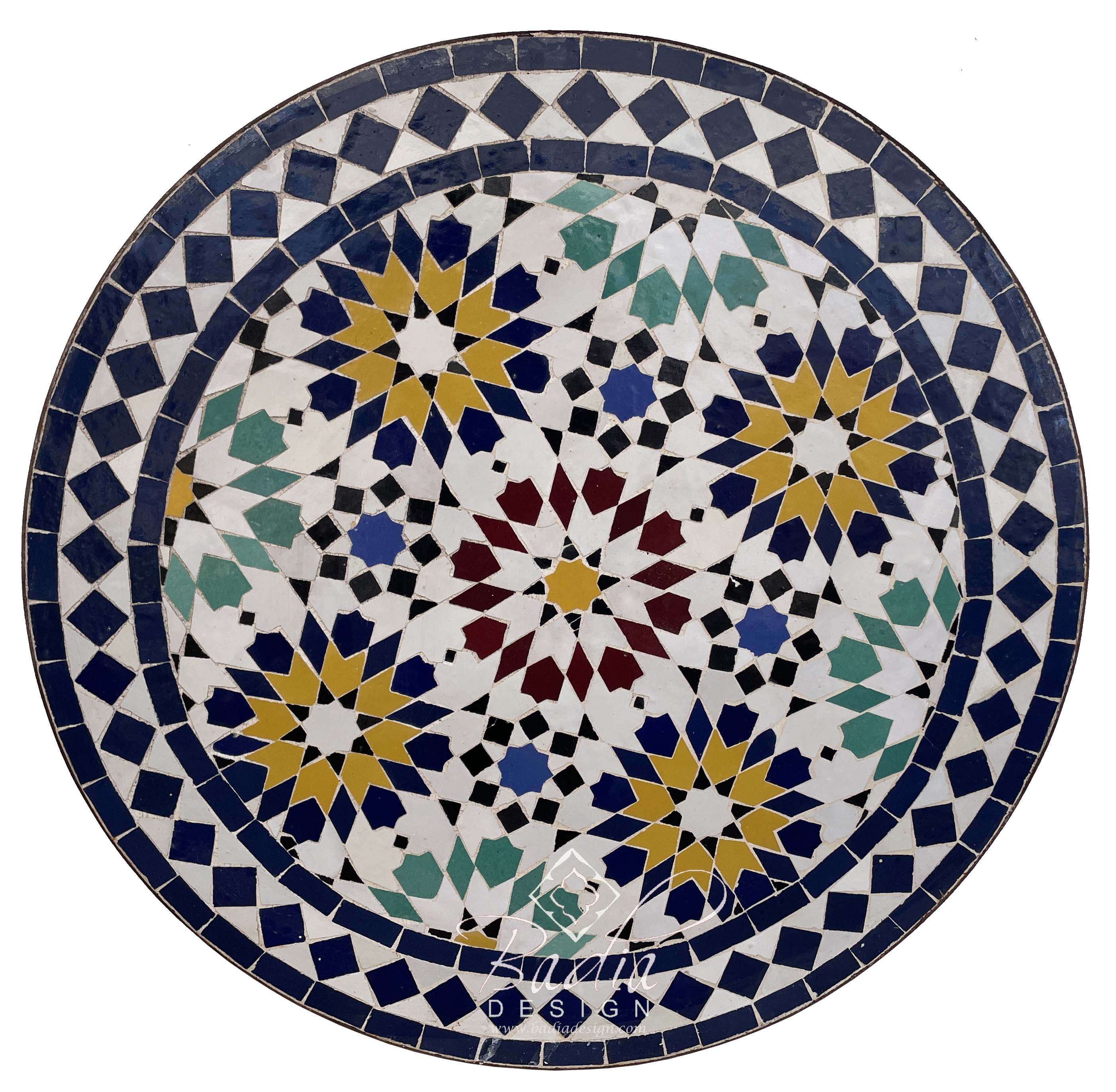 24" Round Multi-Color Tile Table Top