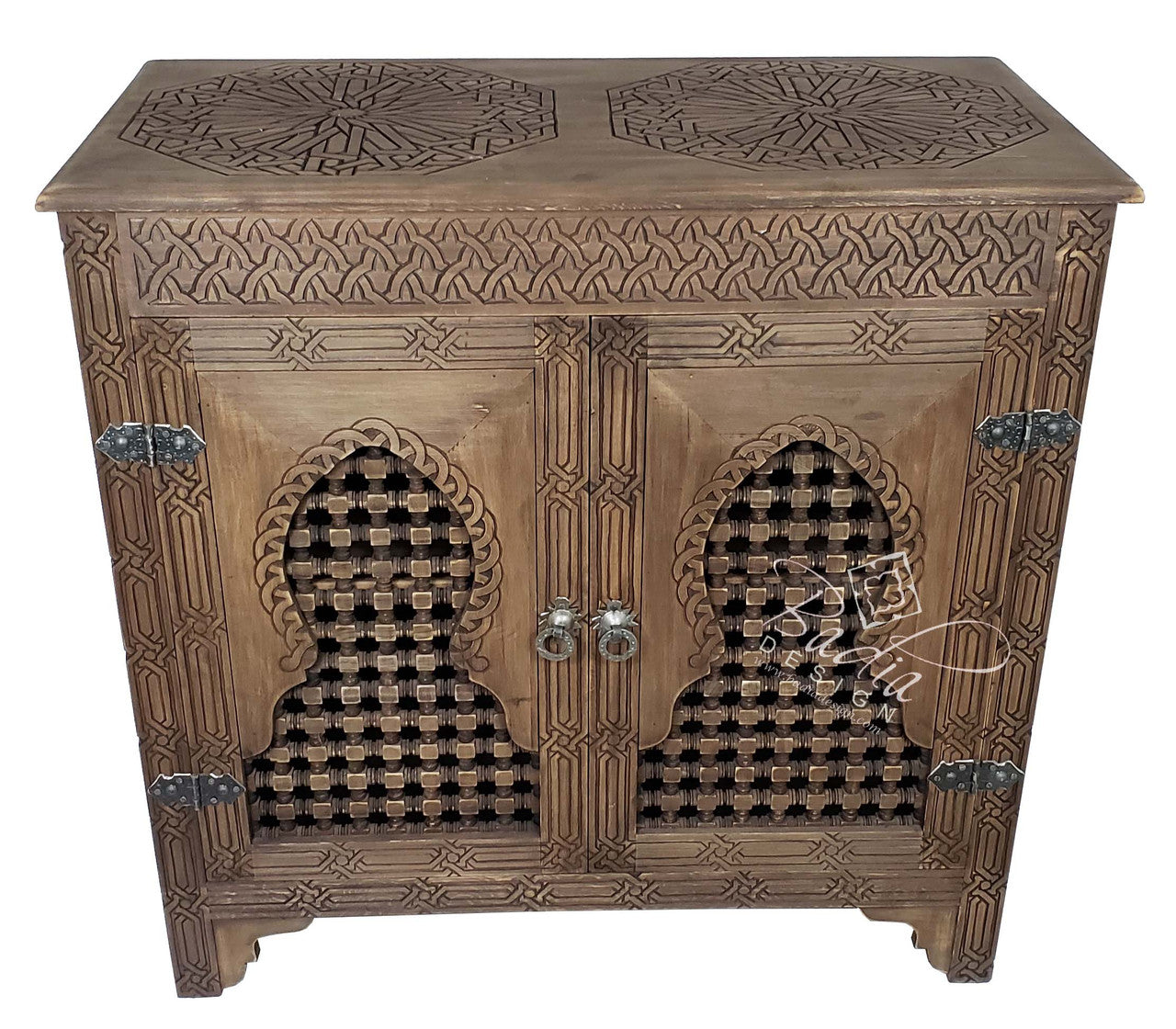 Two Door Hand Carved Wooden Cabinet