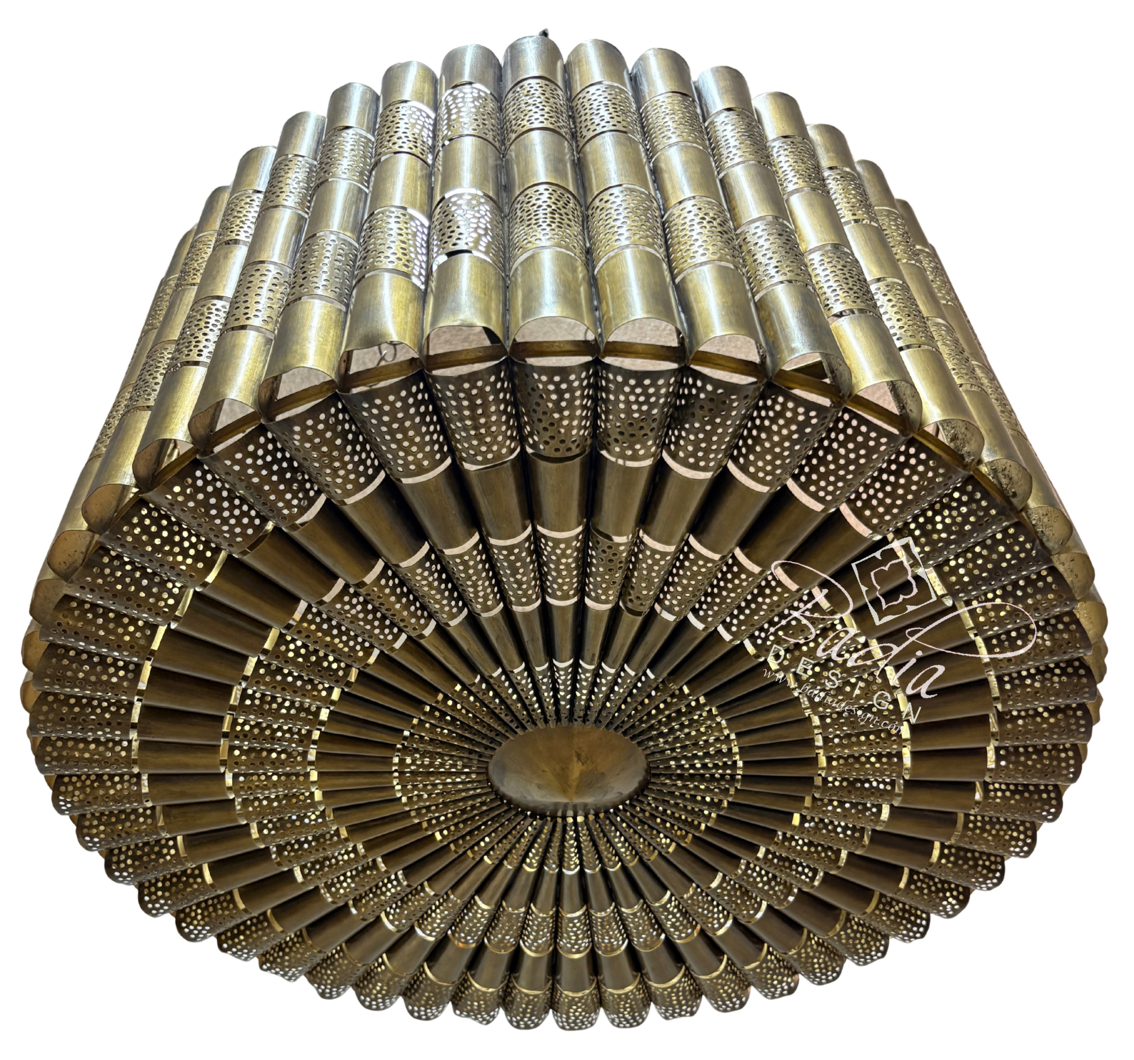 Cylindrical Drum Shaped Brass Chandelier