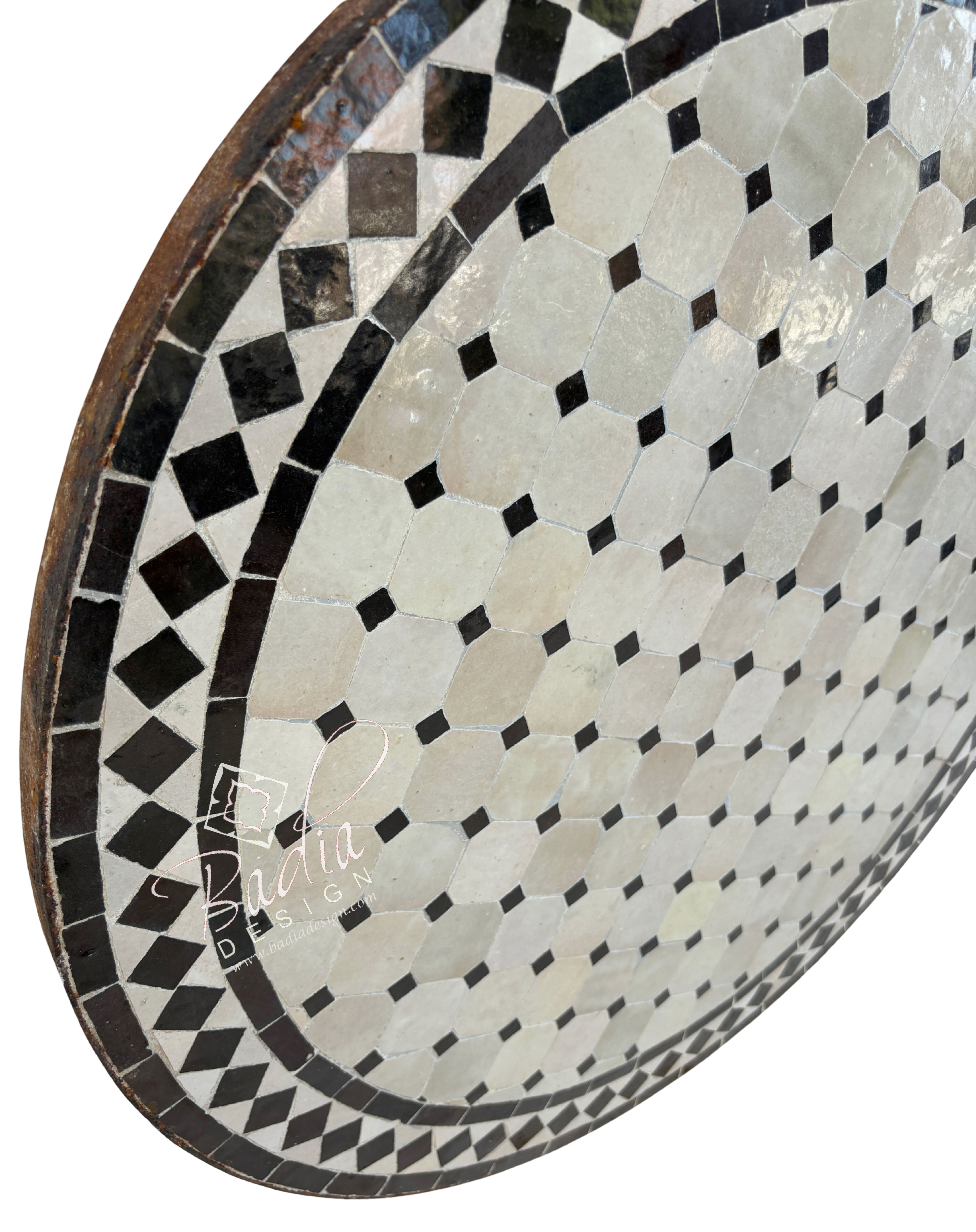 36" Dark Brown and Beige Tile Table Top