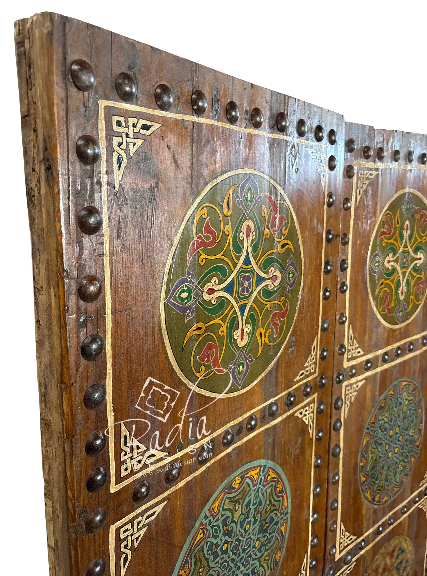 Wooden Double Door with Hand Painted Medallion Designs