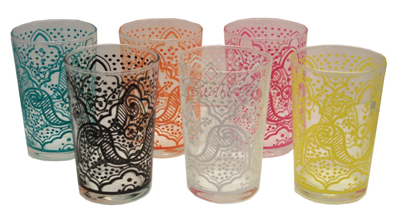 Multi Color El Kef Beverage Glass Set - Pack of 6