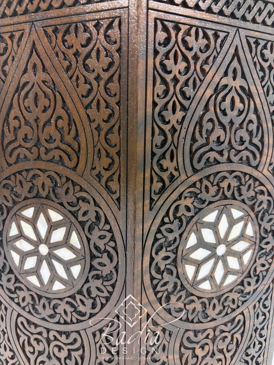 Dark Stained Mother of Pearl Inlay Side Table