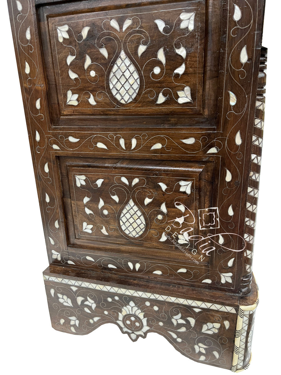 White Mother of Pearl Inlay Dresser with Marble Top