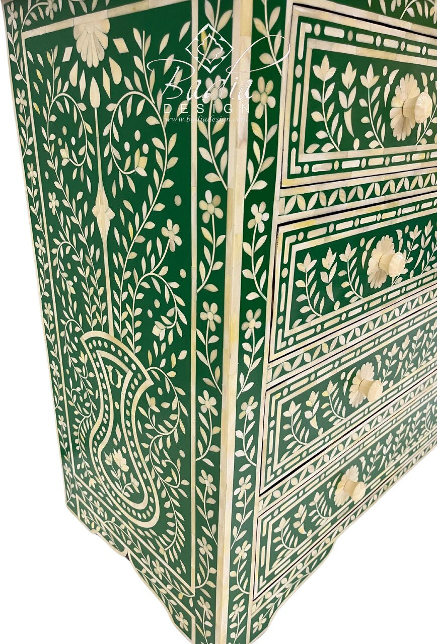 Green Moroccan Mother of Pearl Inlay Dresser