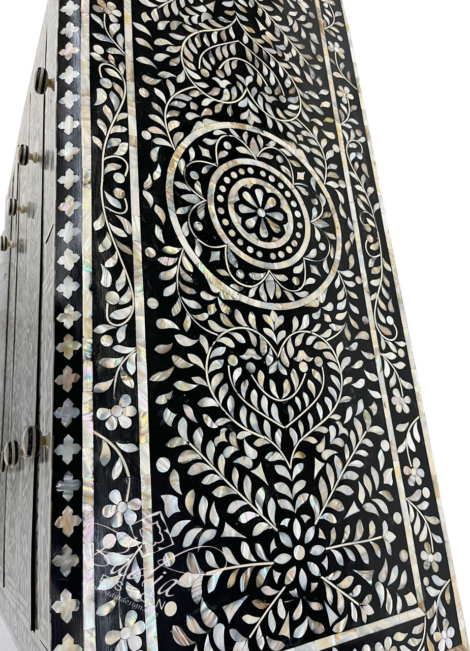 Black Moroccan Mother of Pearl Inlay Dresser