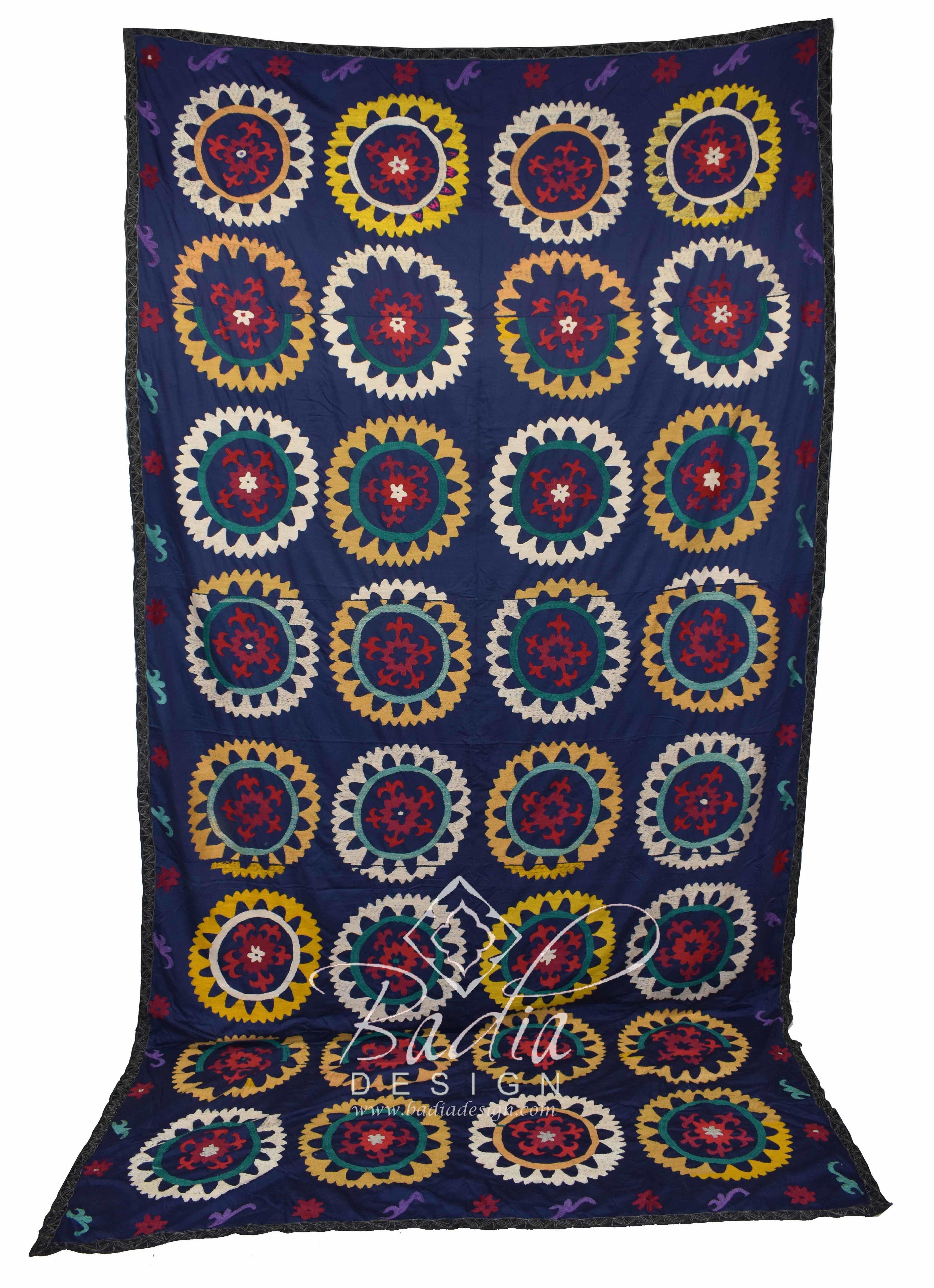 77" W x 149" H - Embroidery Textile Suzani Quilt - SUZQLT011