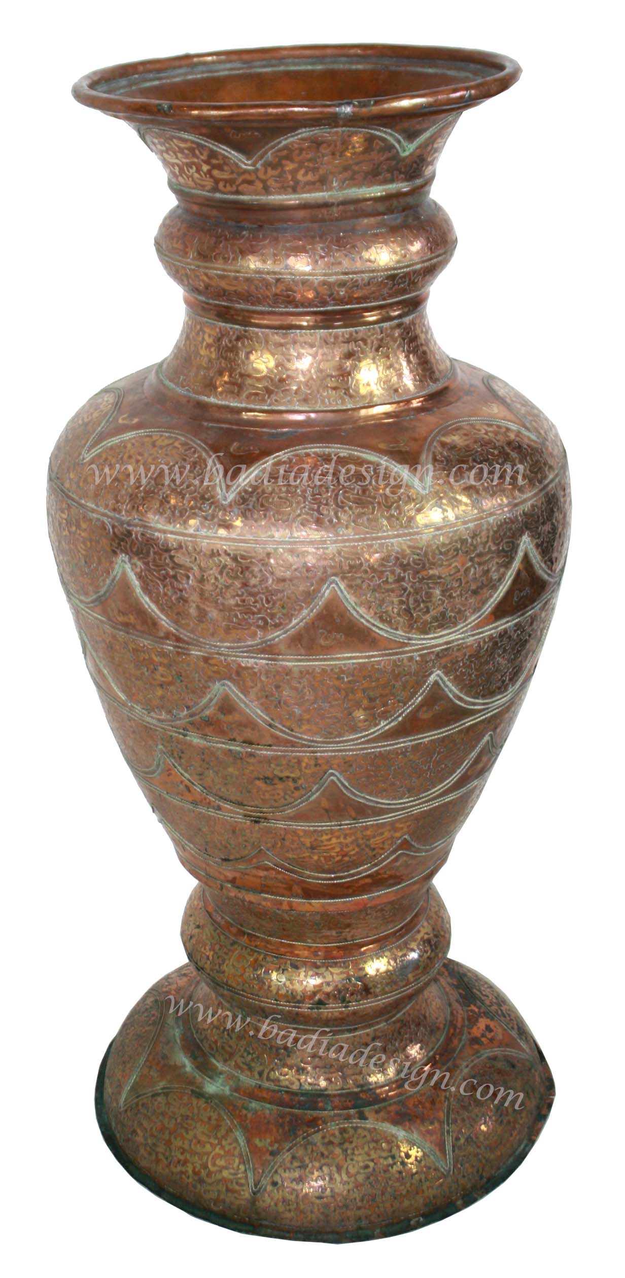 Hand Forged Embossed Brass Moroccan Urn