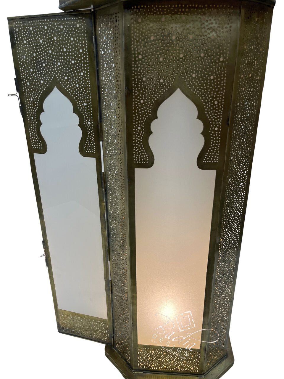 Large Intricately Designed Brass Floor Lantern