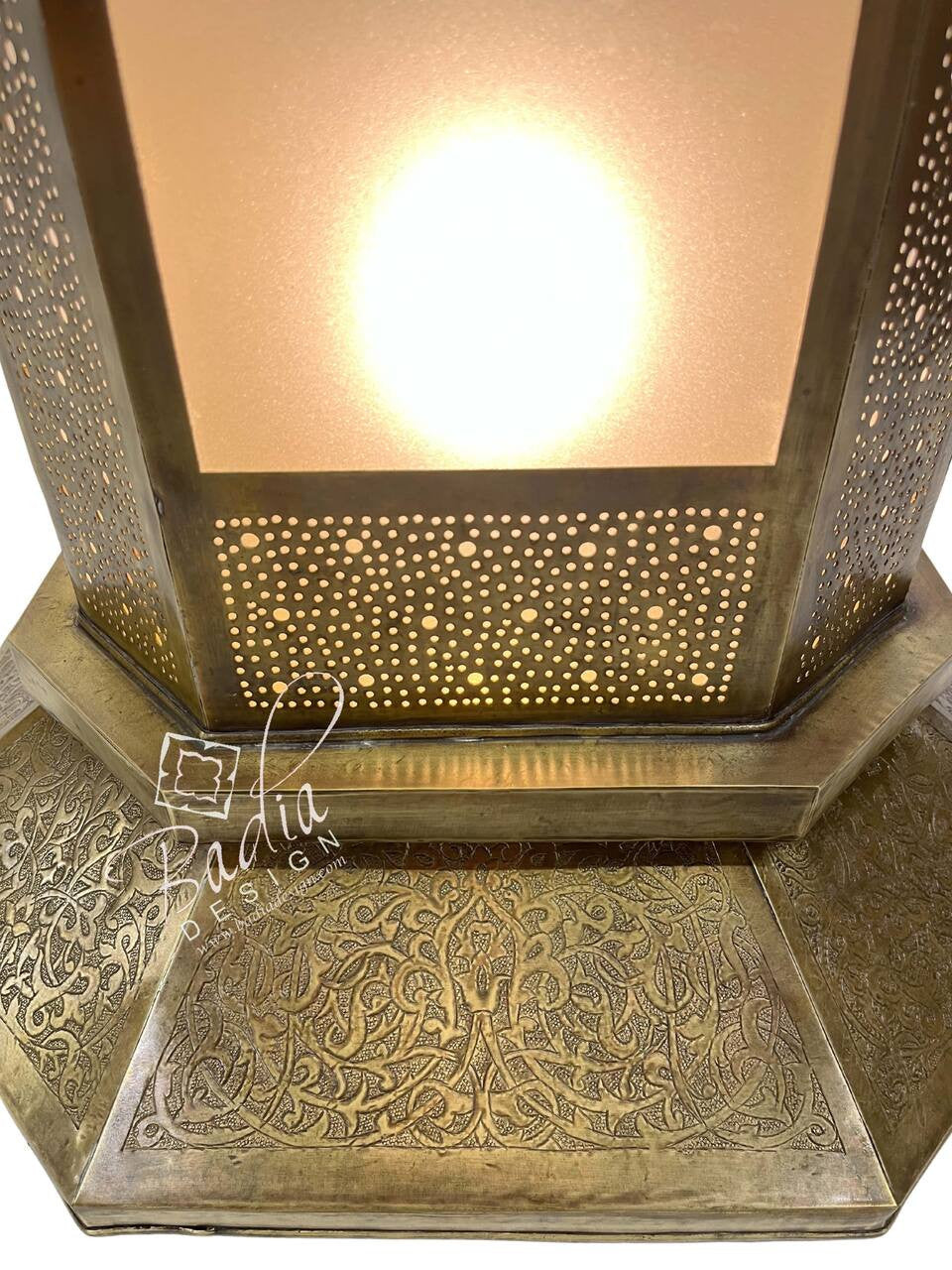 Large Intricately Designed Brass Floor Lantern