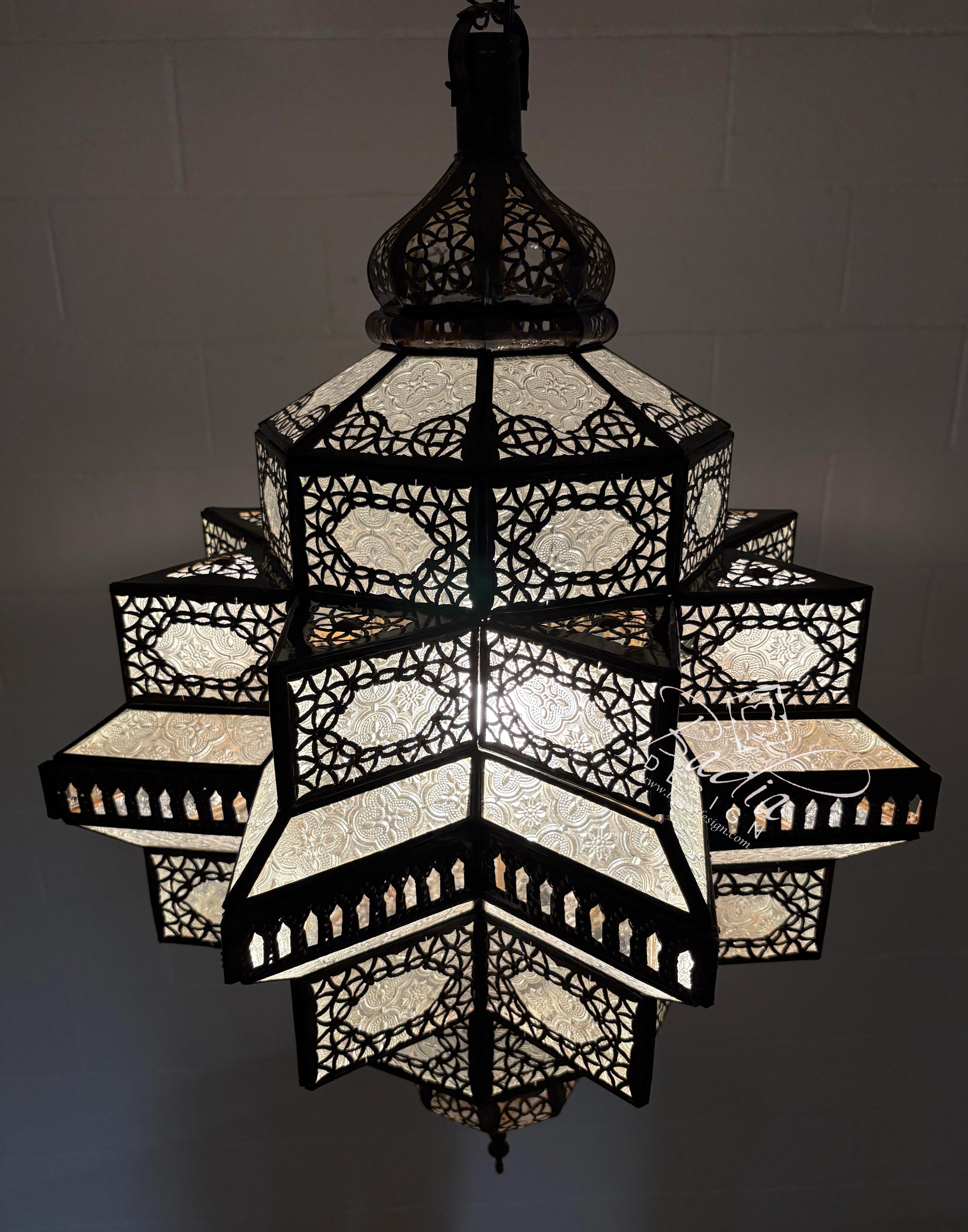 Large White Frosted Glass Lantern