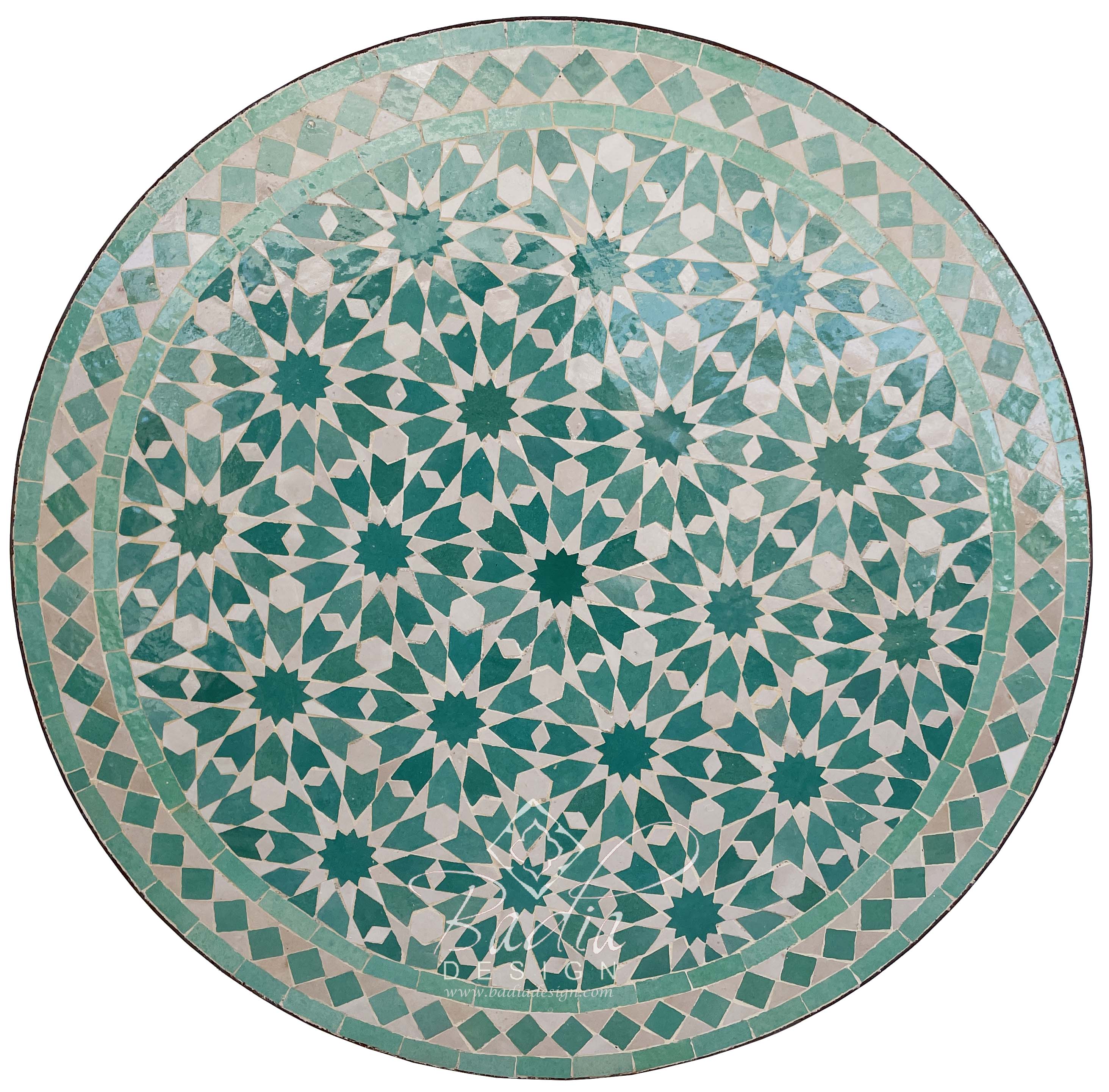 32" Green Intricately Designed Mosaic Tile Table Top
