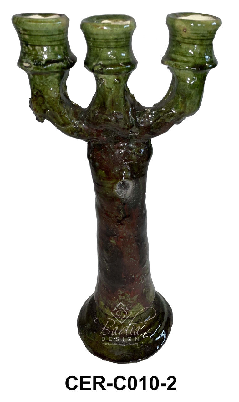 Green Hand Sculpted Tamegroute Candleholders