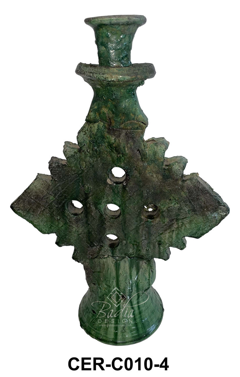 Green Hand Sculpted Tamegroute Candleholders
