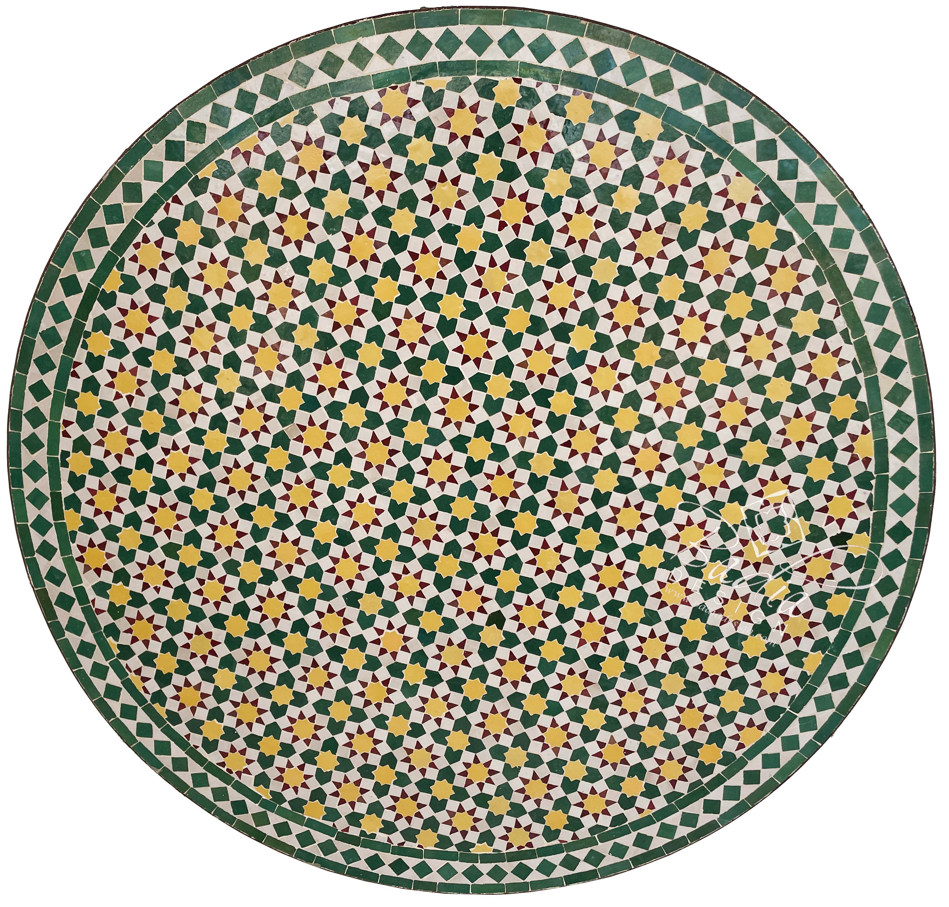 48" Green Moroccan Mosaic Tile Table Top