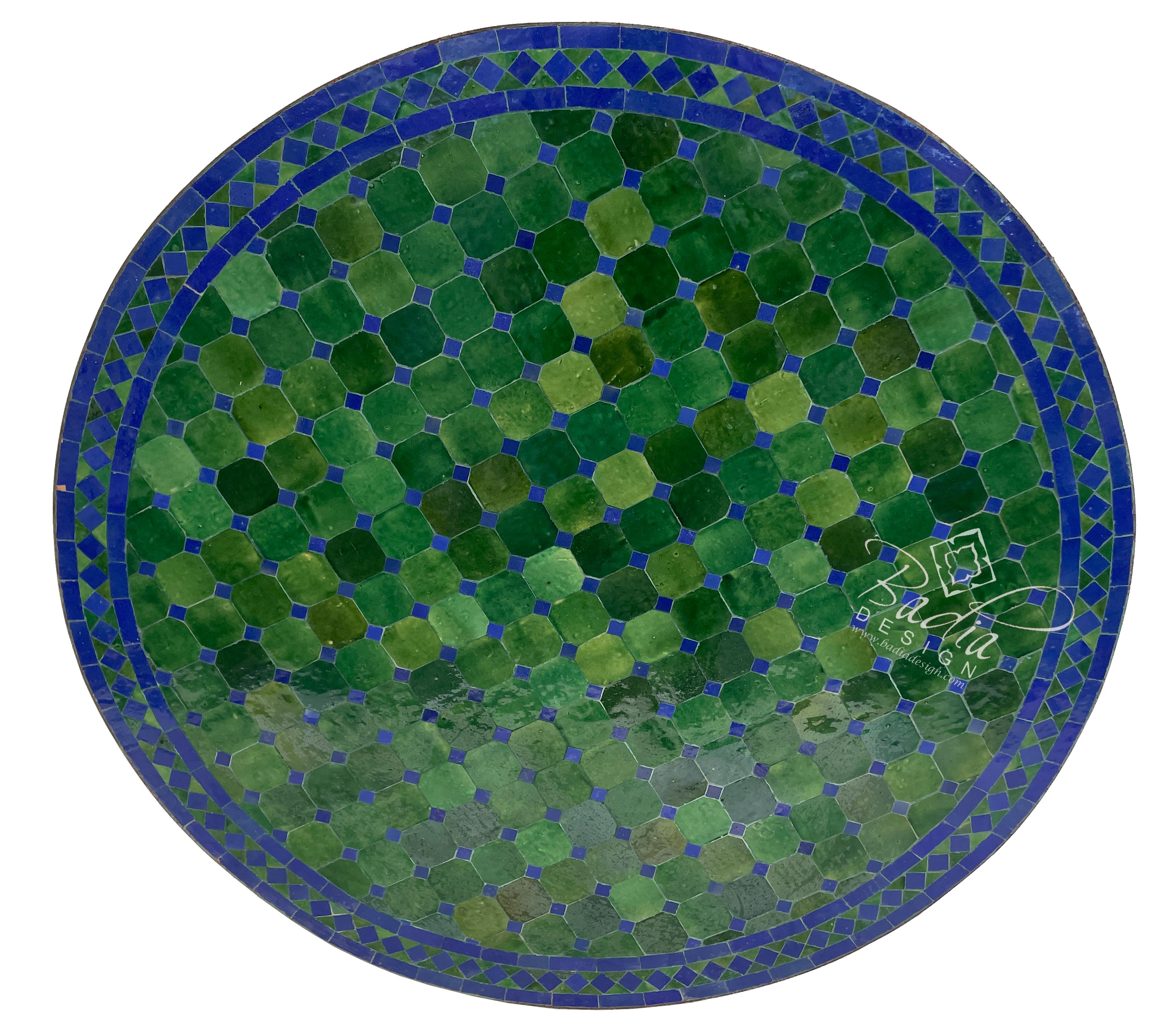 39" Green Moroccan Mosaic Tile Table Top