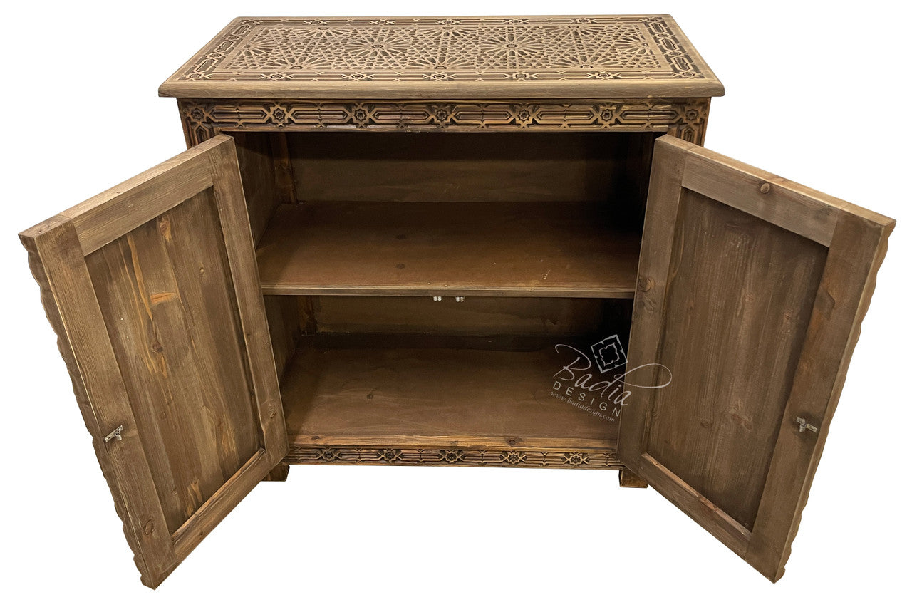 Hand Carved Wooden Storage Cabinets