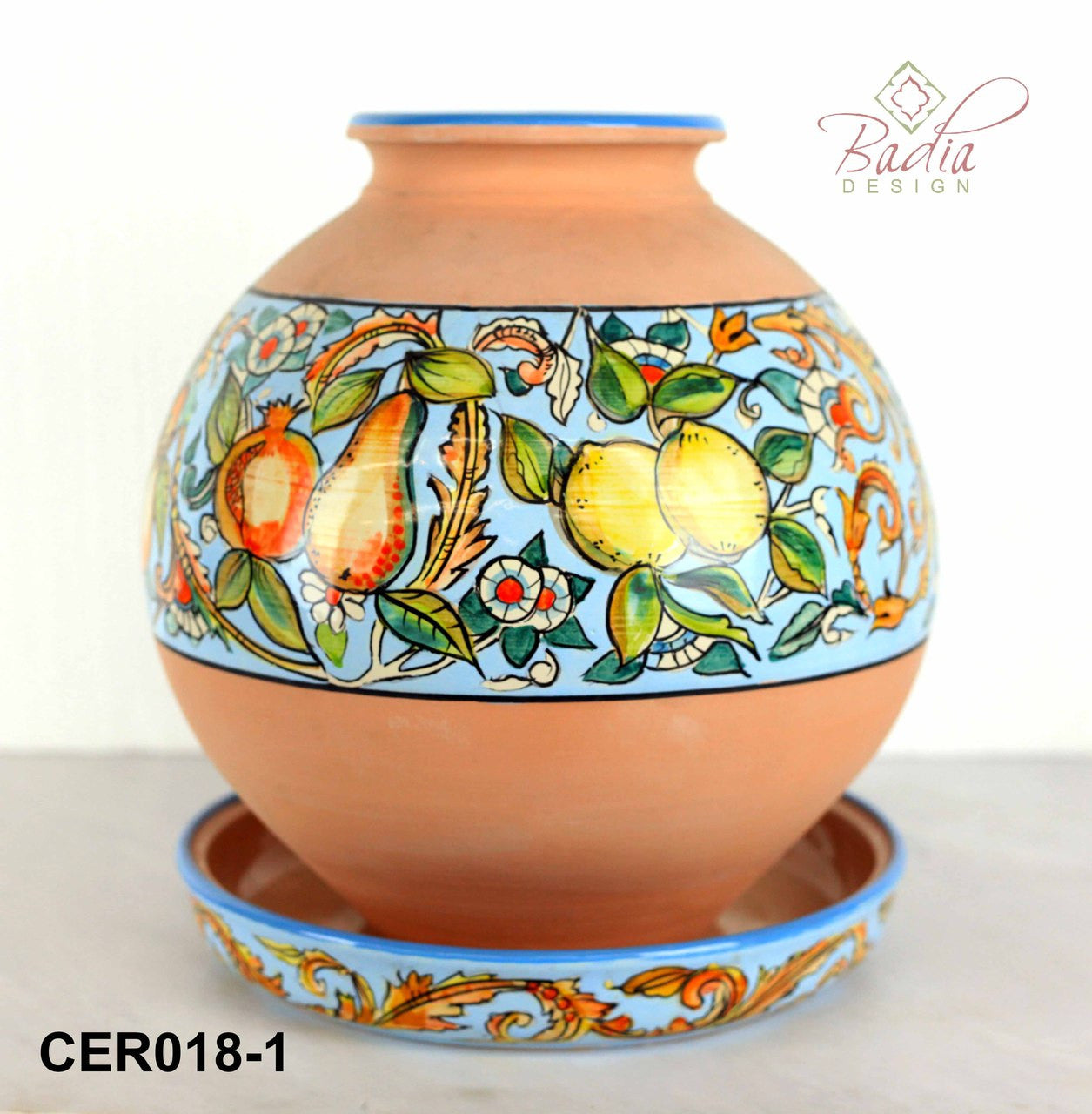 Modern Hand Painted 2 Piece Ceramic Planter