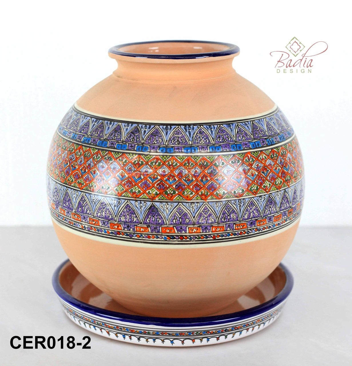 Modern Hand Painted 2 Piece Ceramic Planter