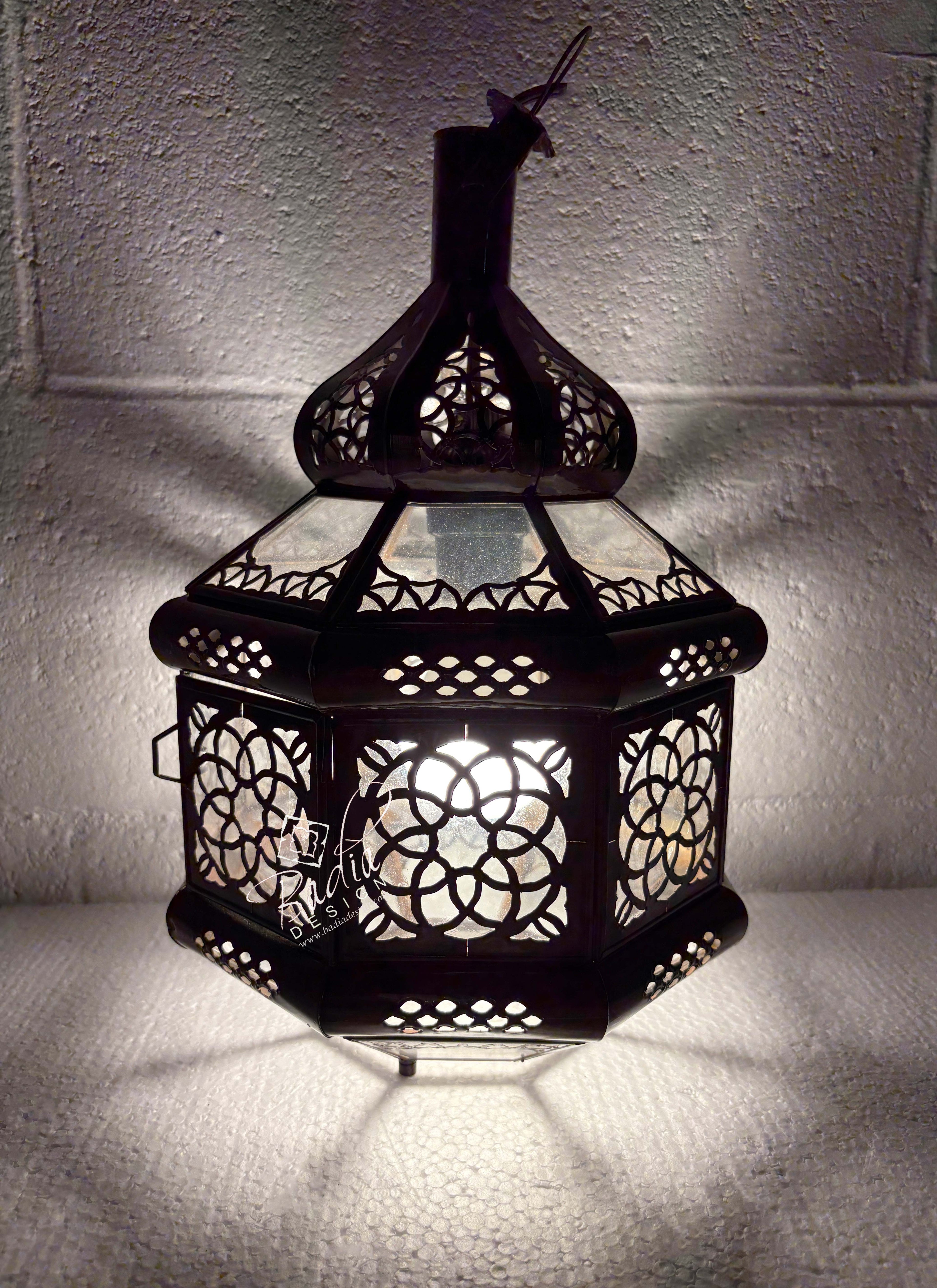 Hanging Glass Lanterns with Geometric Designs