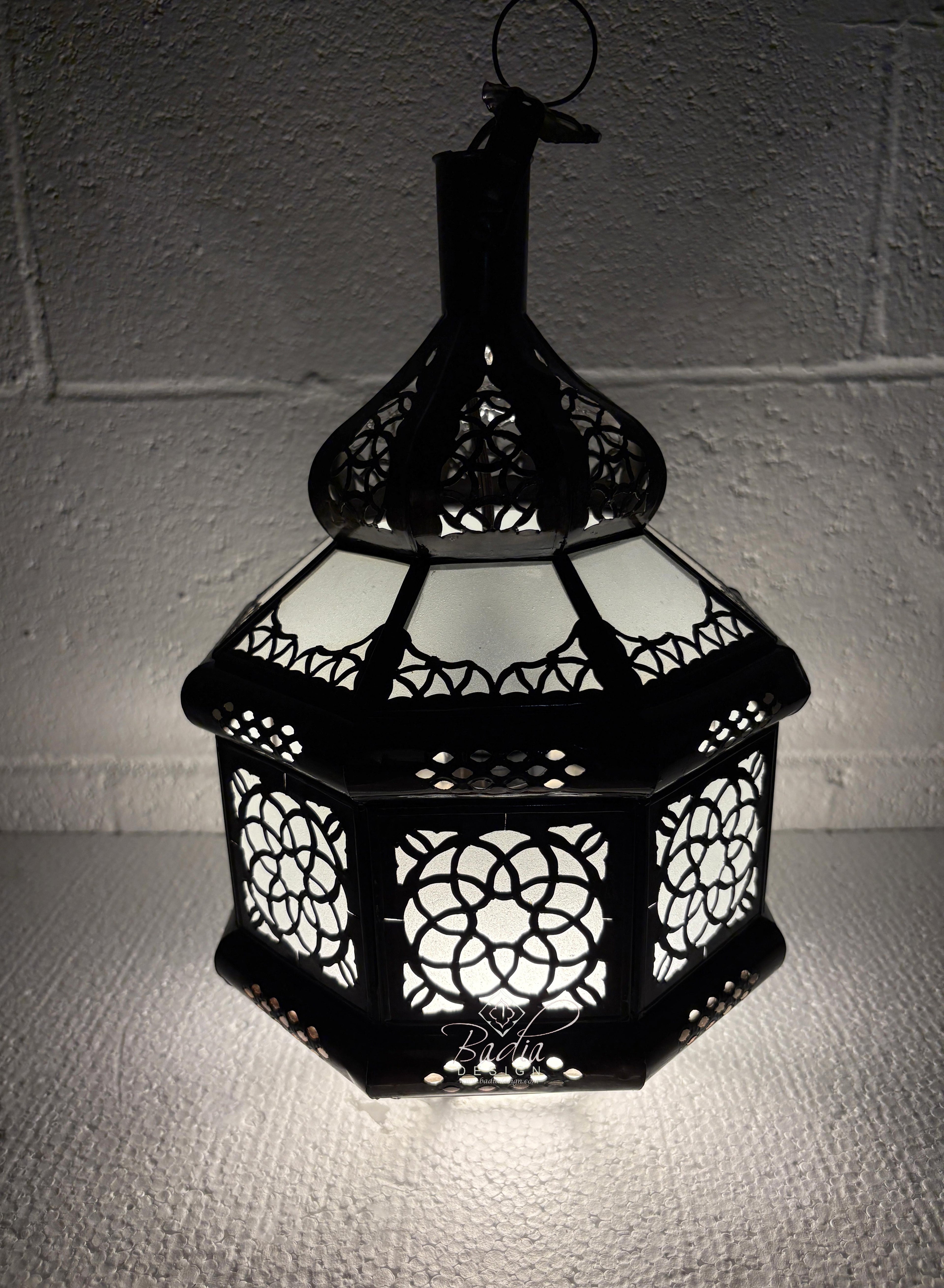 Hanging Glass Lanterns with Geometric Designs