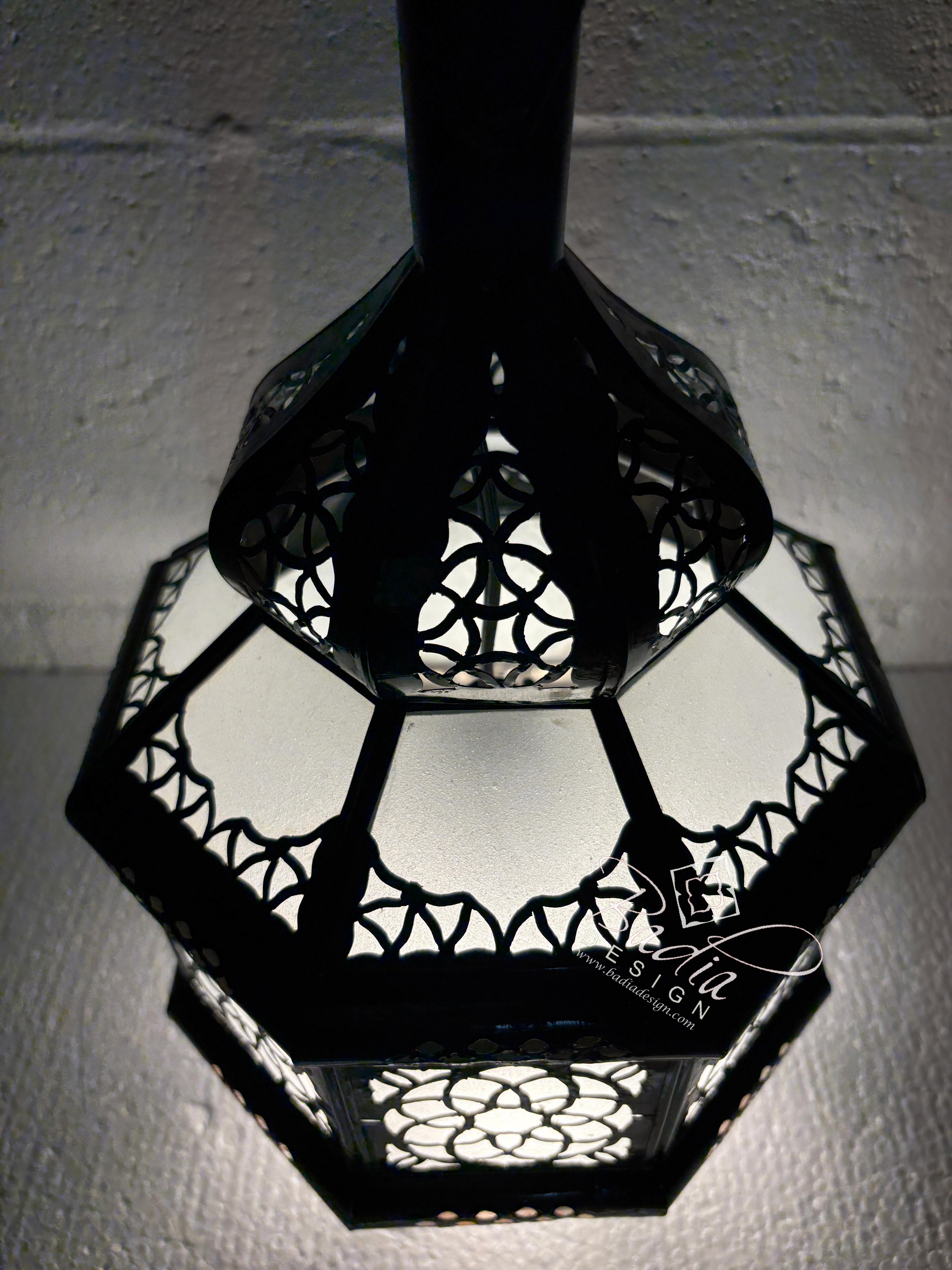 Hanging Glass Lanterns with Geometric Designs