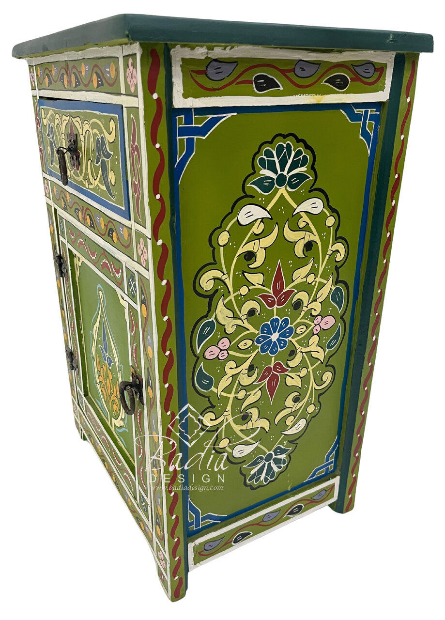 Hand Painted Multi-Color Cabinet Nightstand