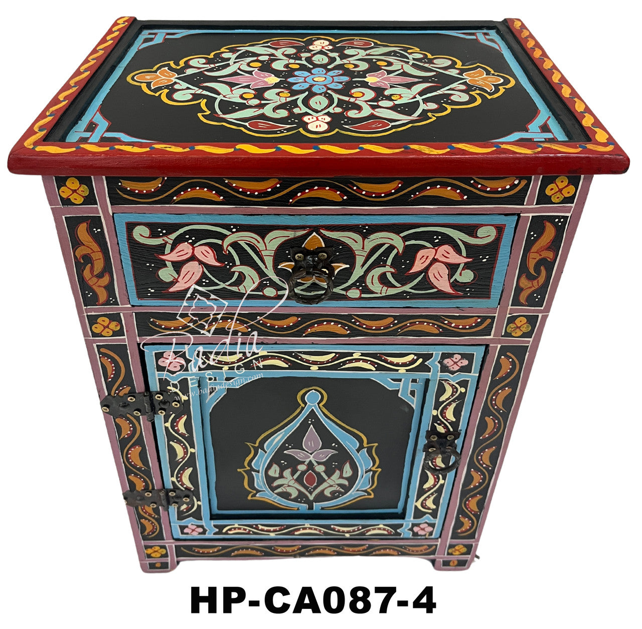 Hand Painted Multi-Color Cabinet Nightstand