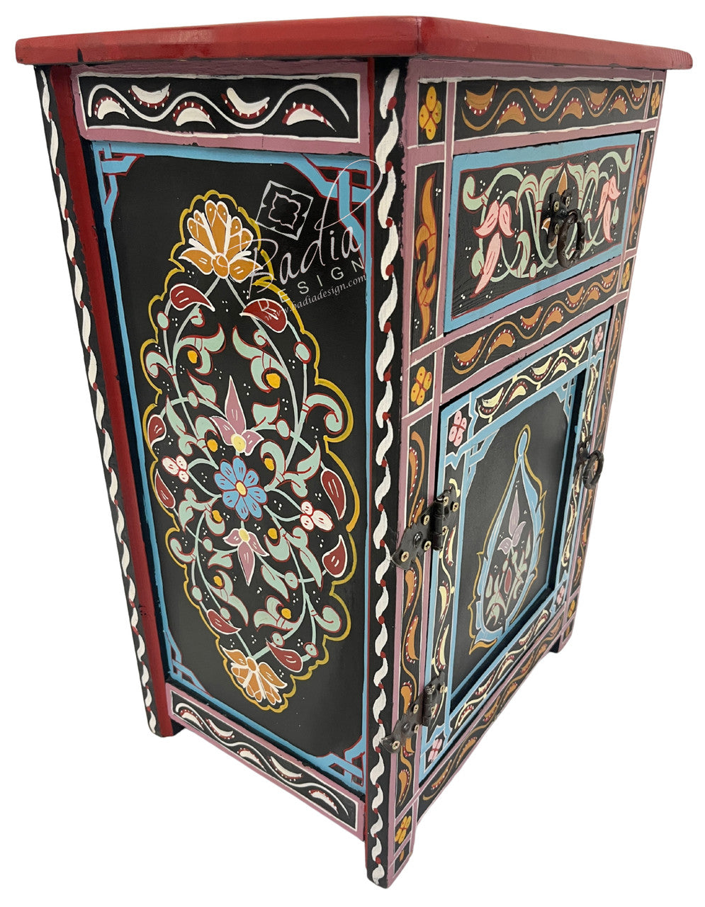 Hand Painted Multi-Color Cabinet Nightstand
