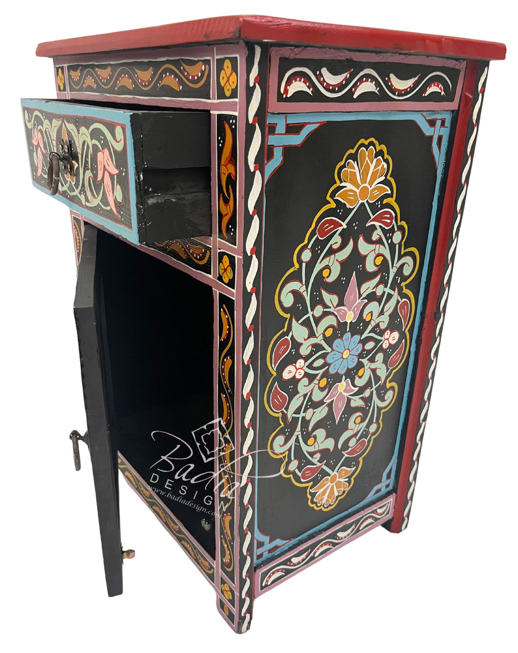 Hand Painted Multi-Color Cabinet Nightstand
