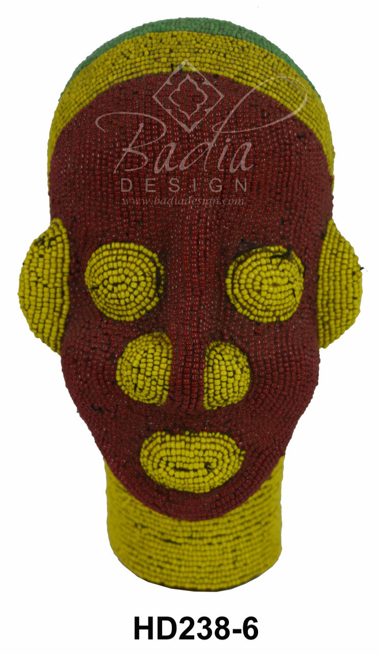 Handmade African Beaded Head Sculptures