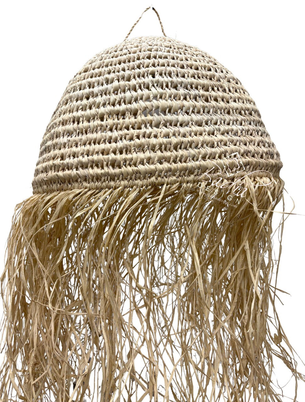 Dome Shaped Raffia Lantern with Fringe