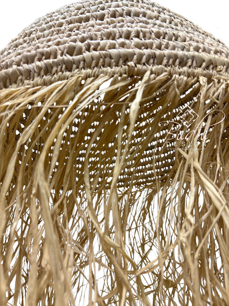 Dome Shaped Raffia Lantern with Fringe