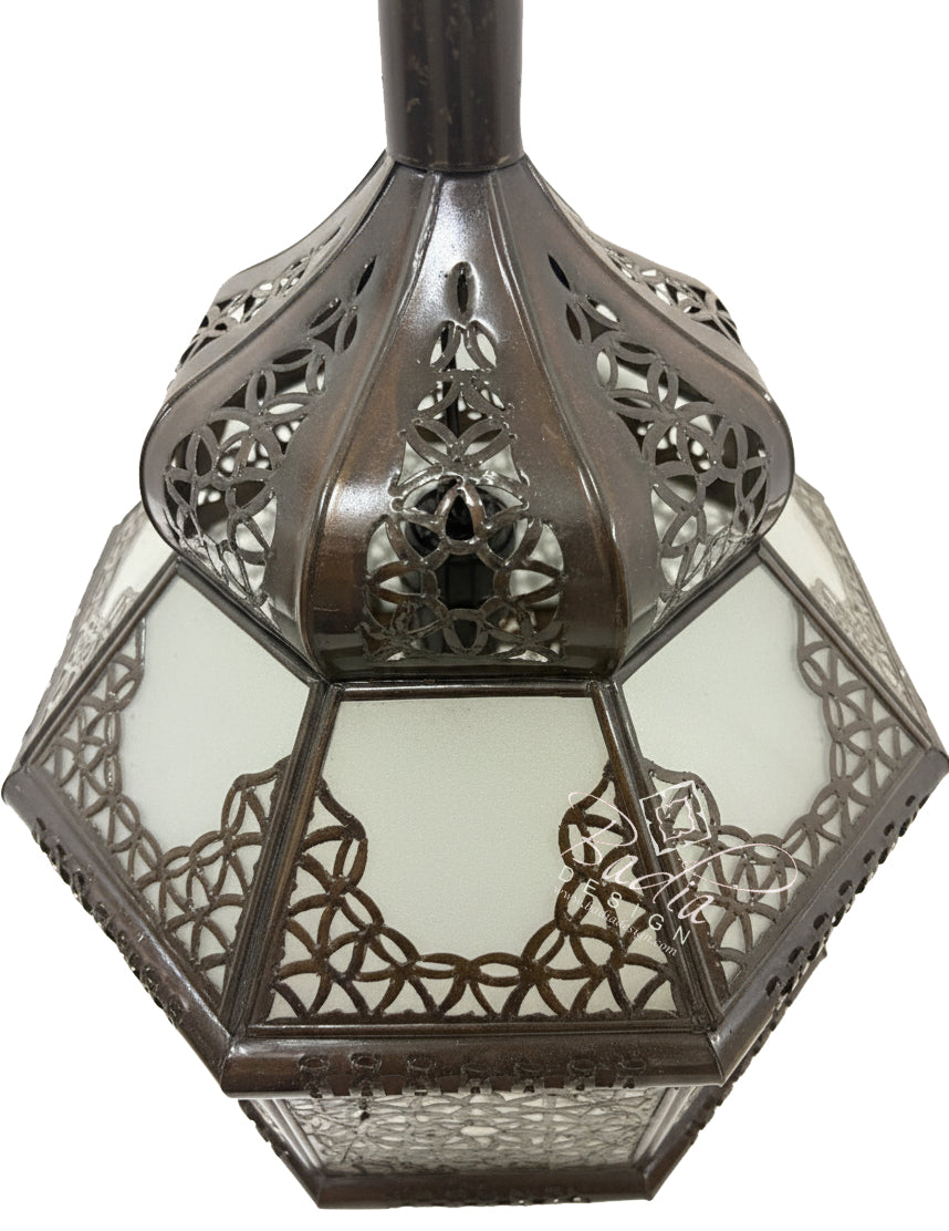 Hanging Glass Lantern with Geometric Designs