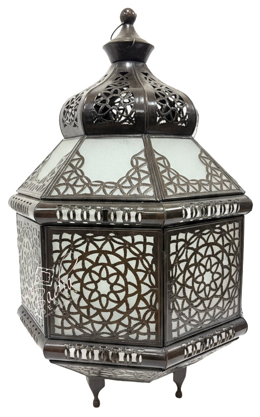 Hanging Glass Lantern with Geometric Designs