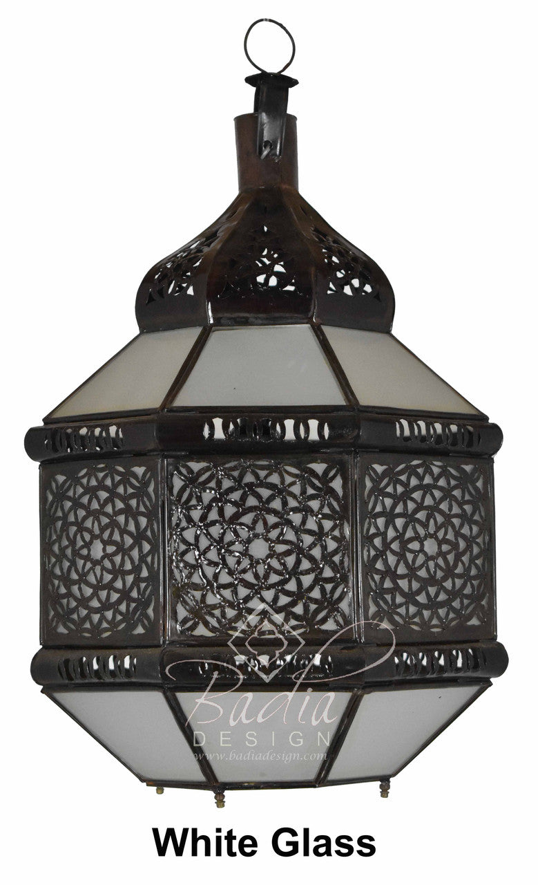 Hanging Lantern with White and Clear Glass