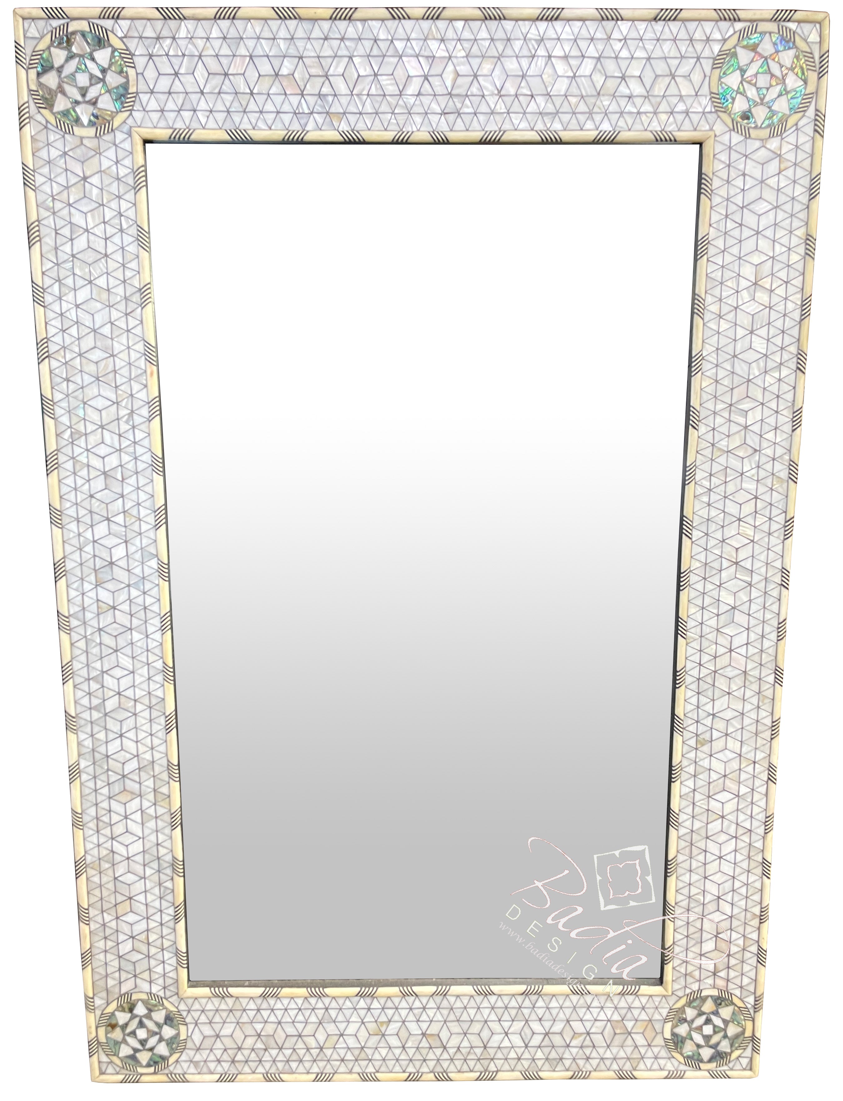Rectangular Shaped White Mother of Pearl Inlay Mirror