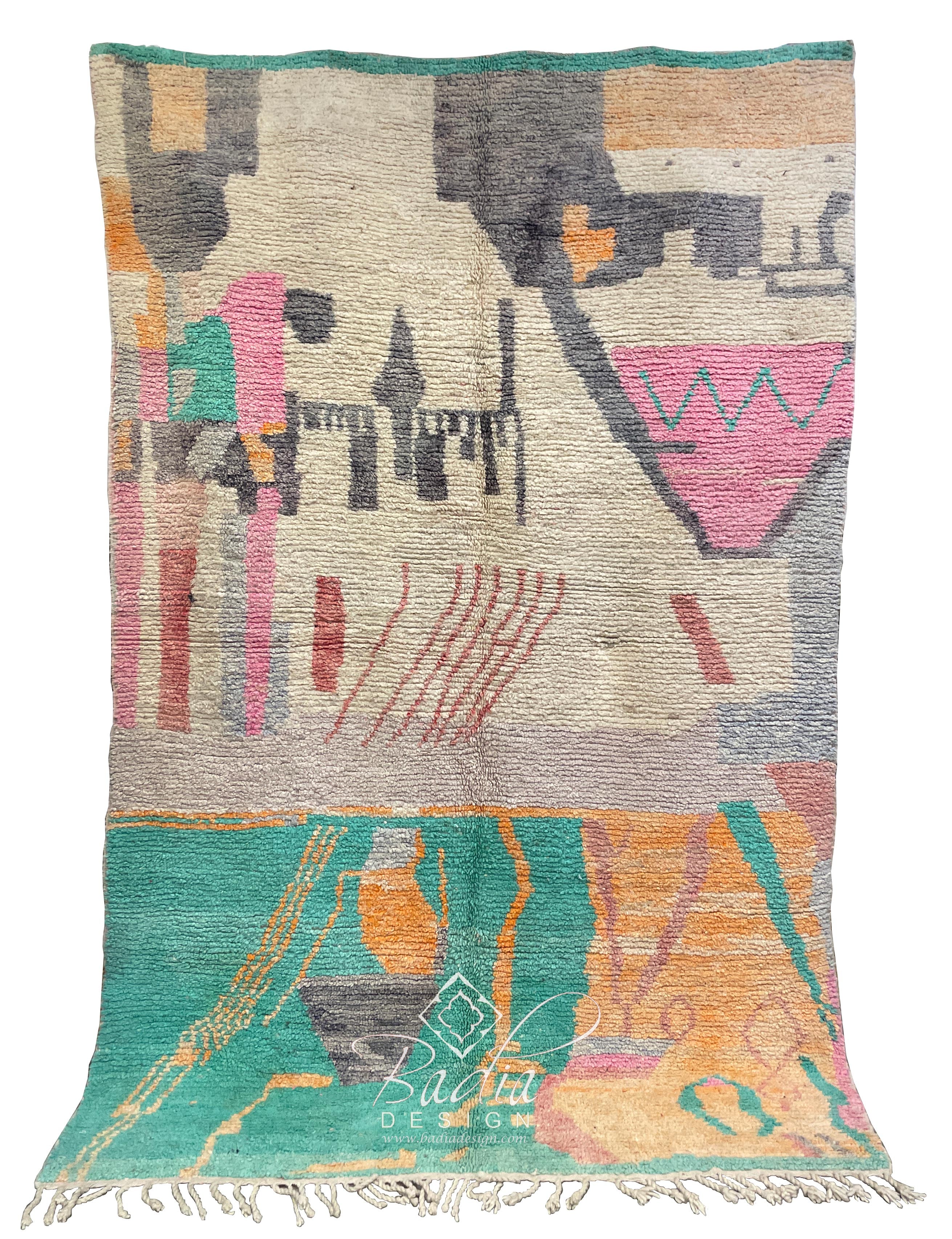 Colorful Moroccan Beni Ourain Rug with Geometric Patterns