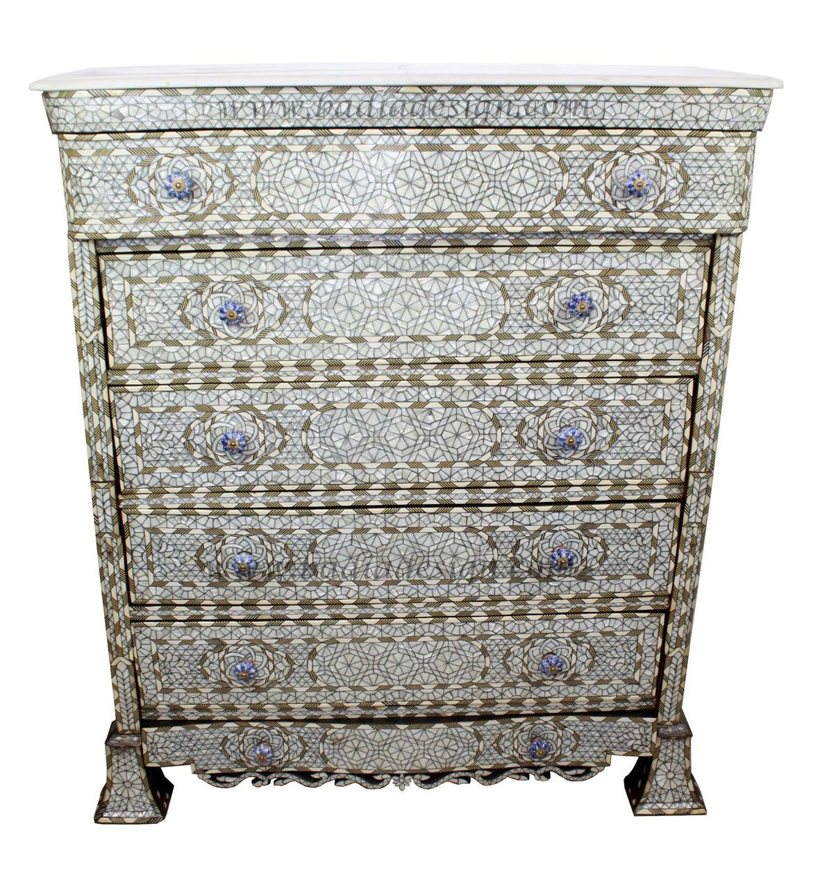 Tall Mother of Pearl Inlay Dresser