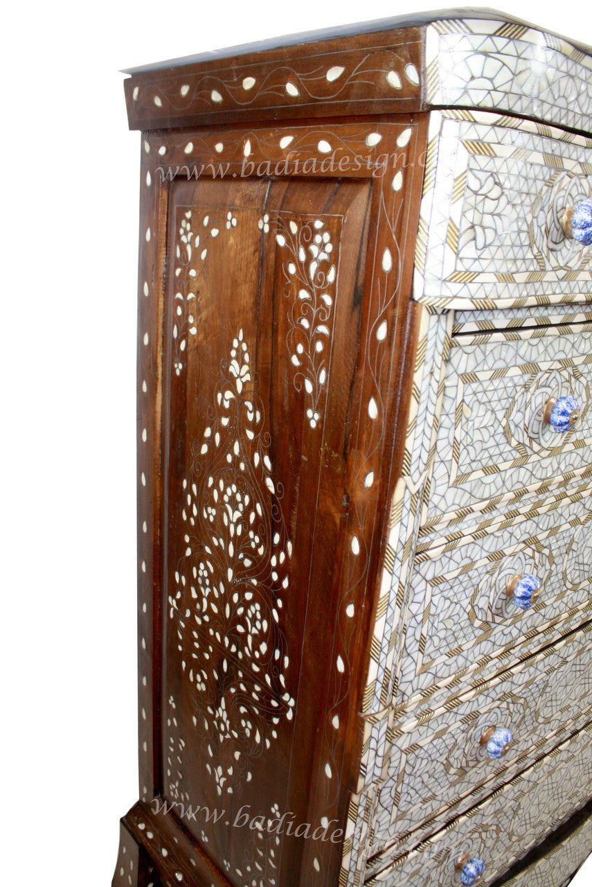 Tall Mother of Pearl Inlay Dresser