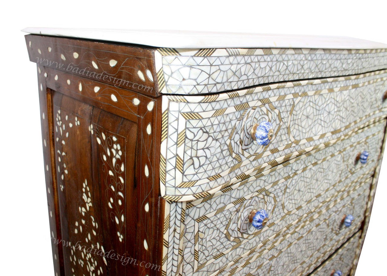 Tall Mother of Pearl Inlay Dresser