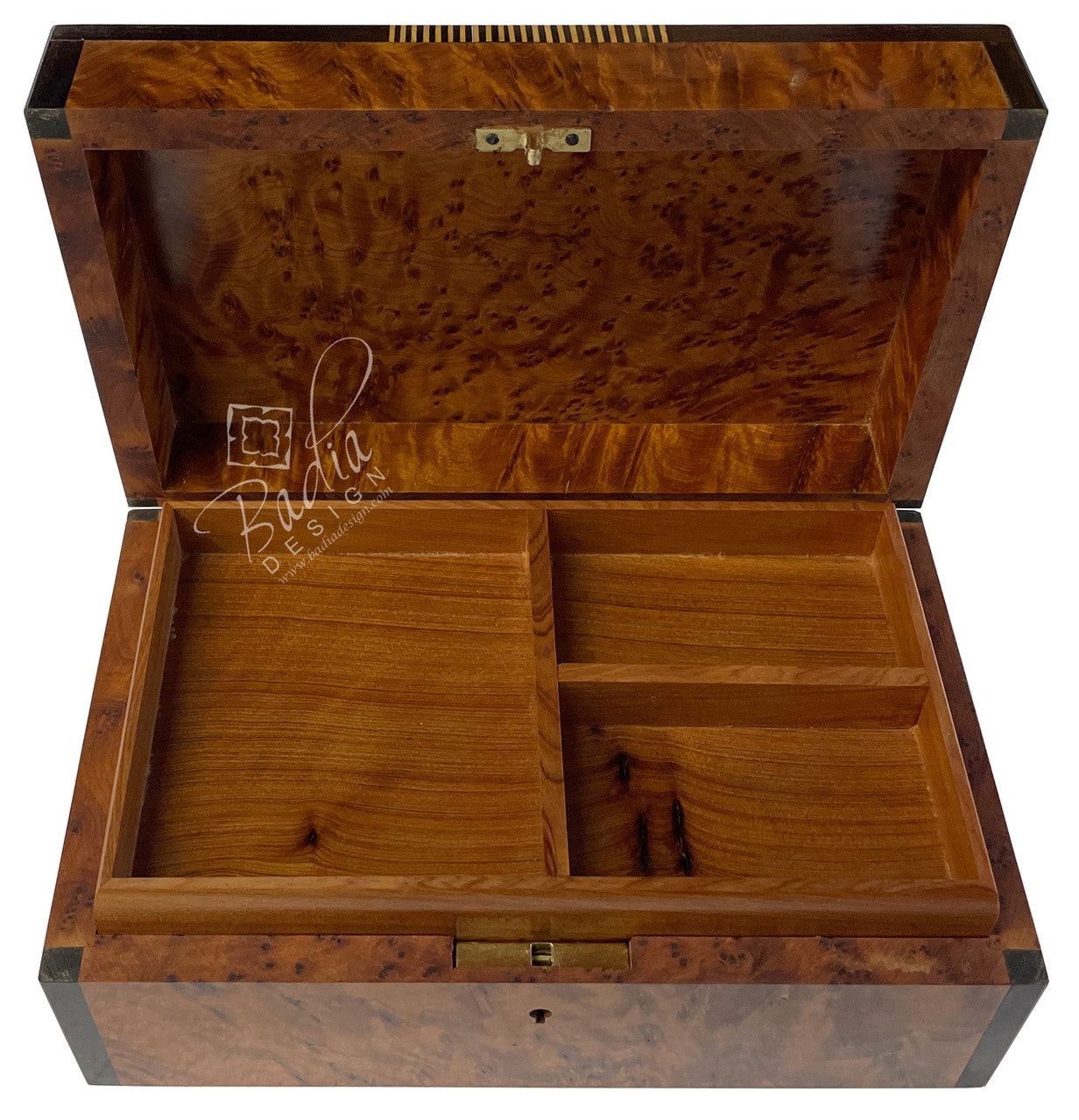 Wooden Thuya Jewelry Box with Storage Compartments