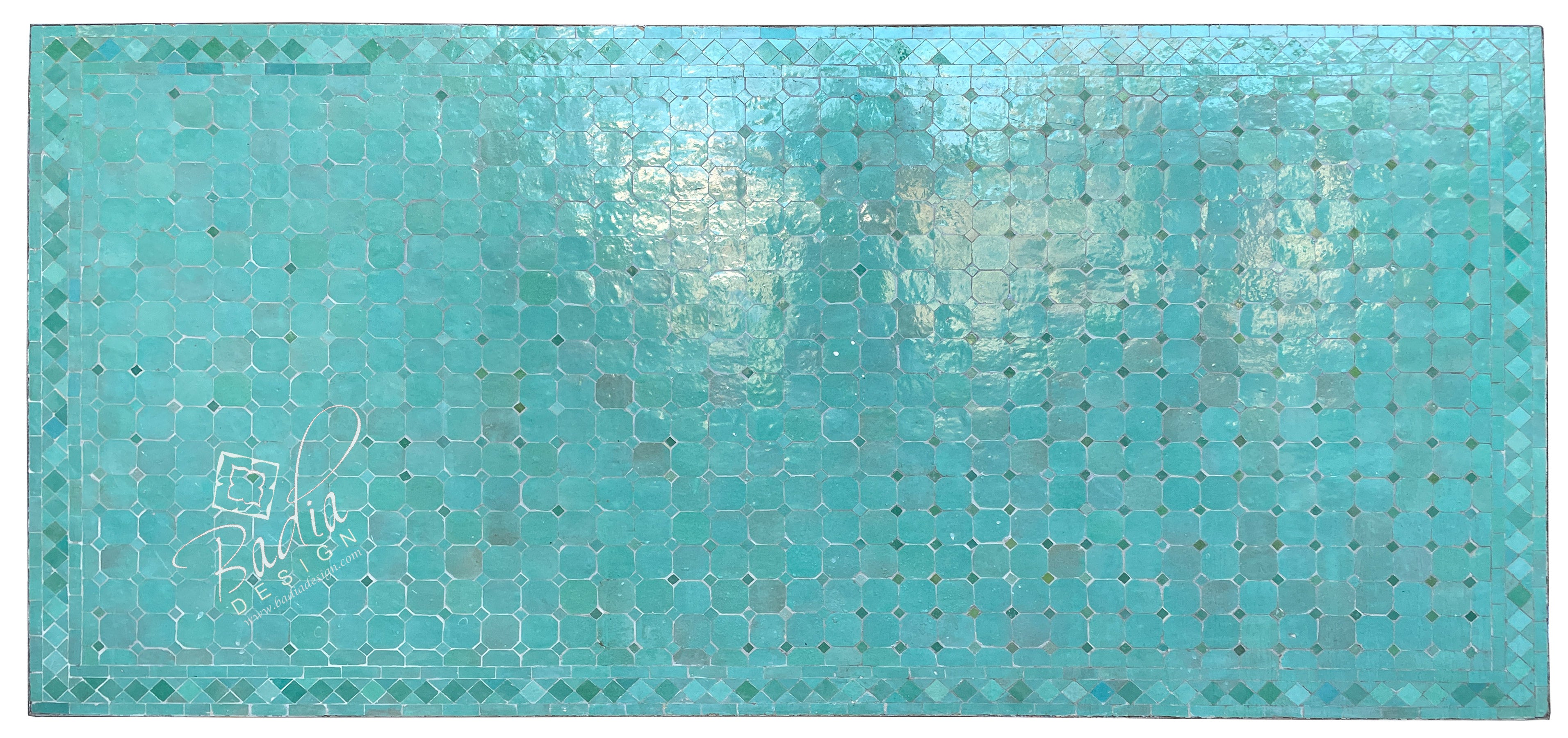 40"W x 80"L Aqua Rectangular Mosaic Tile Table Top