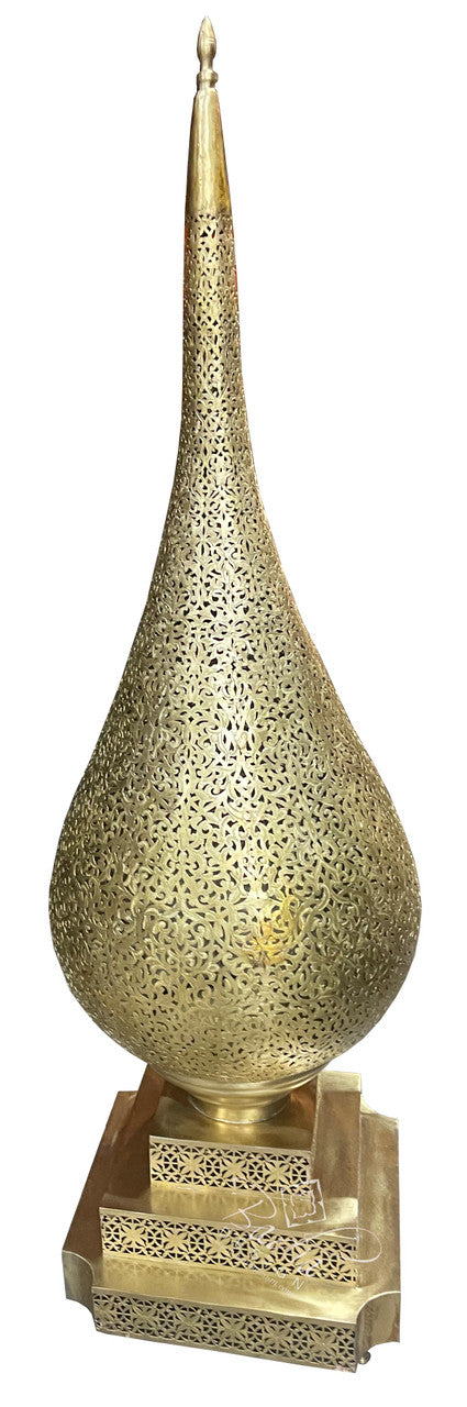 Large Intricately Designed Brass Floor Lantern