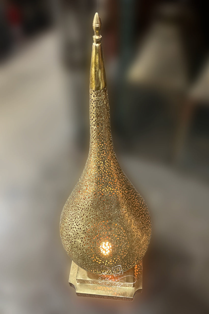 Large Intricately Designed Brass Floor Lantern