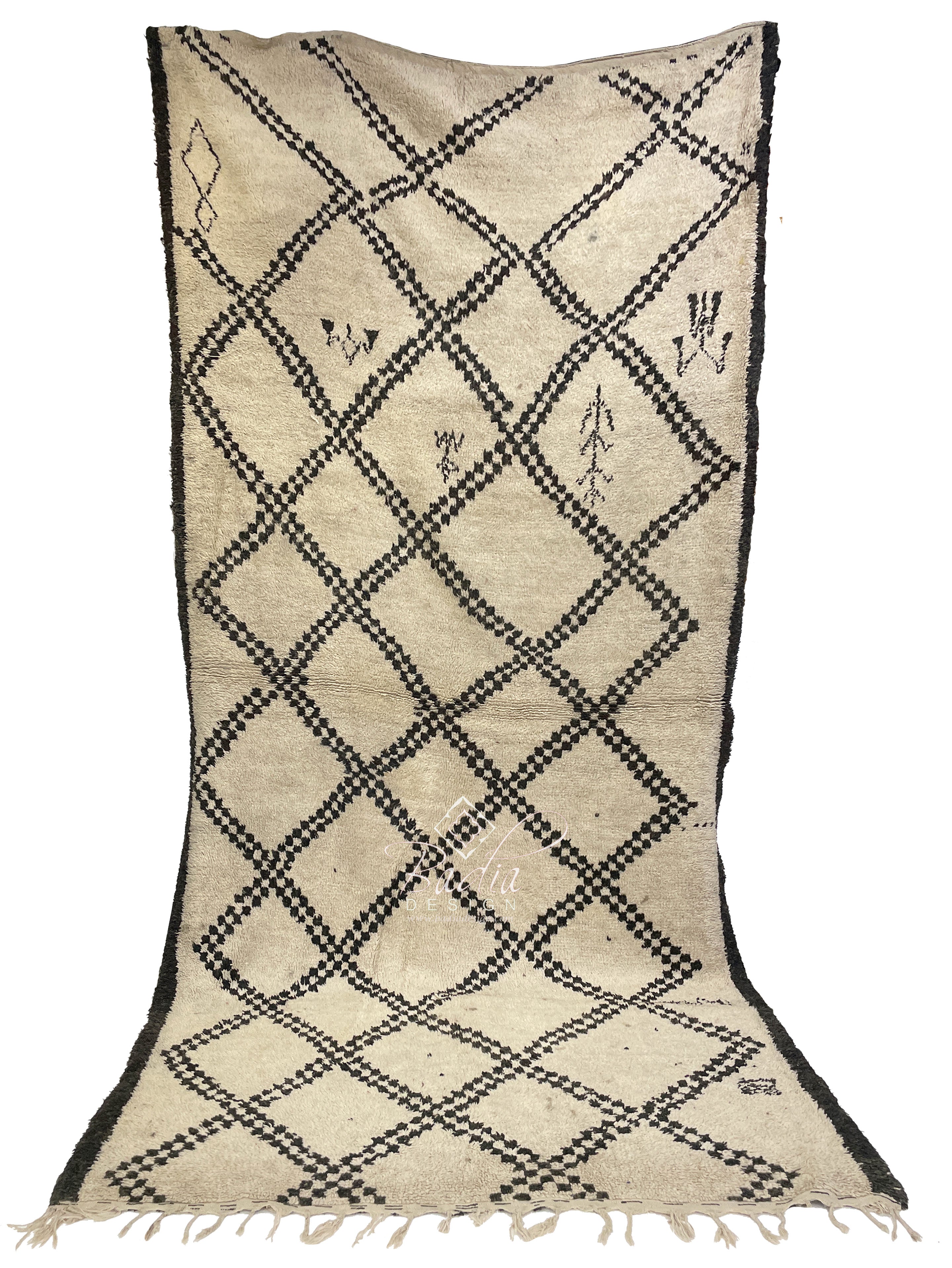 Large Beige and Brown Moroccan Rug with Tribal Designs