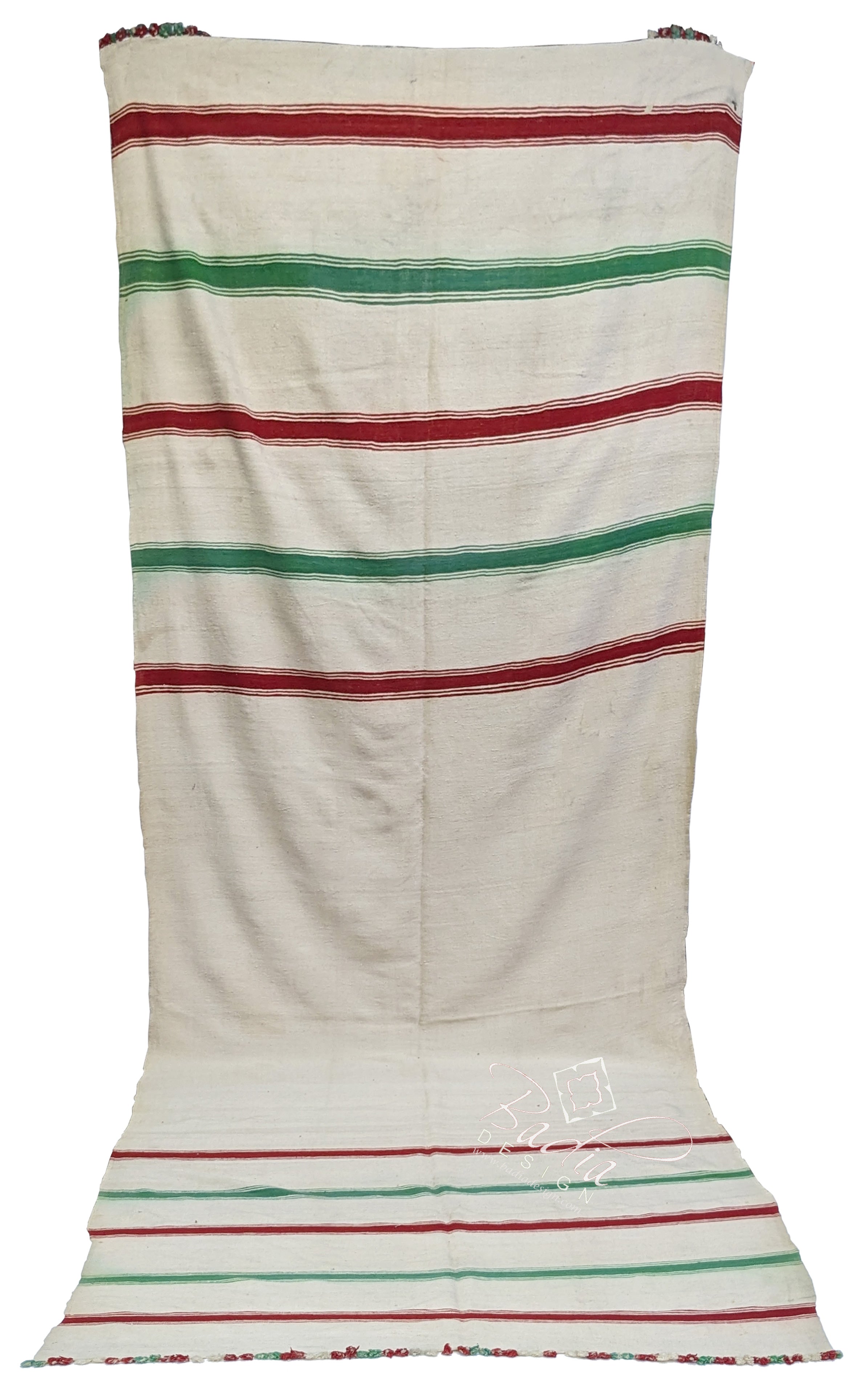 Moroccan Long Beige Multi-Color Berber Wool Rug