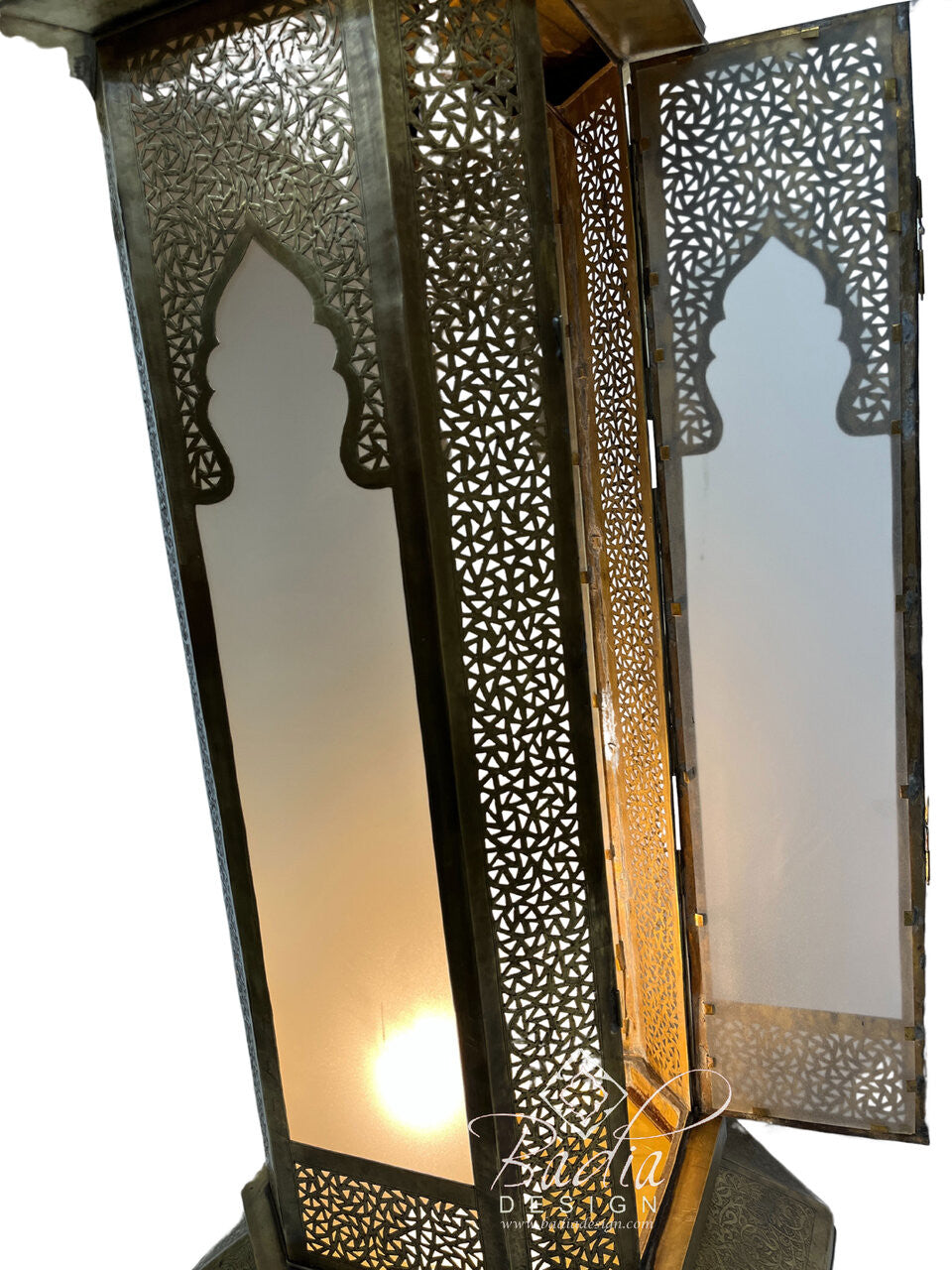 Large Intricately Designed Brass Floor Lantern
